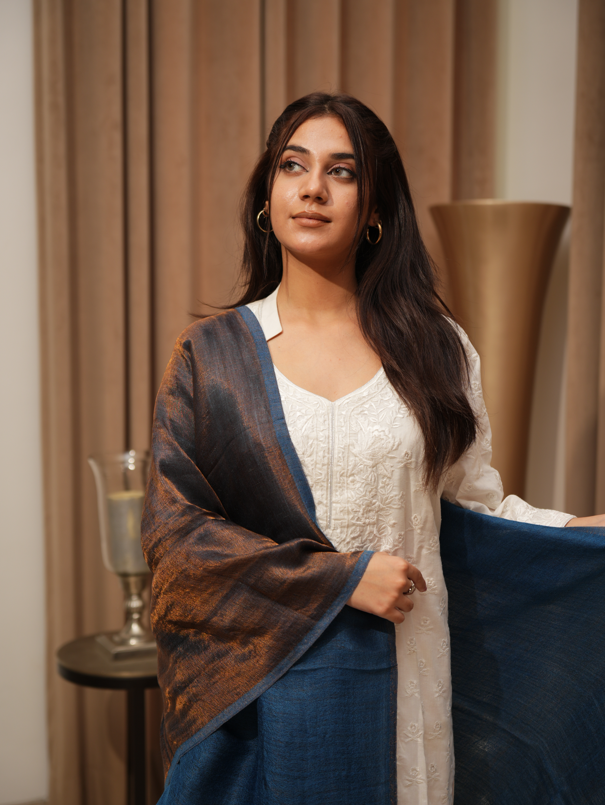 Karivani Women's Faux Pashmina Moonlight Plain