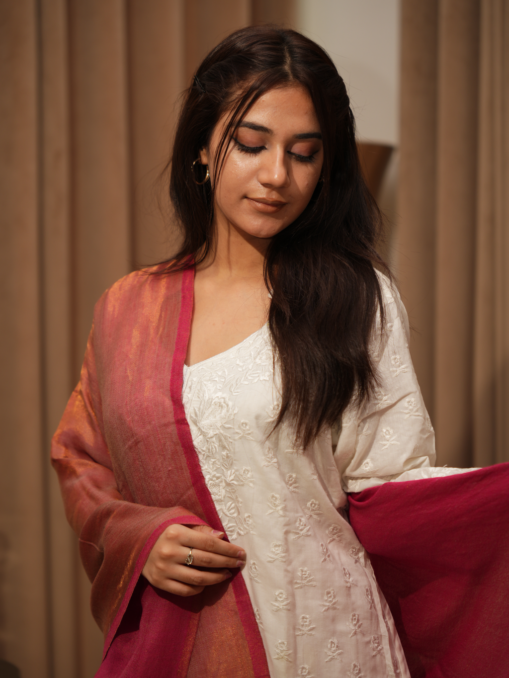 Karivani Women's Faux Pashmina Moonlight Plain