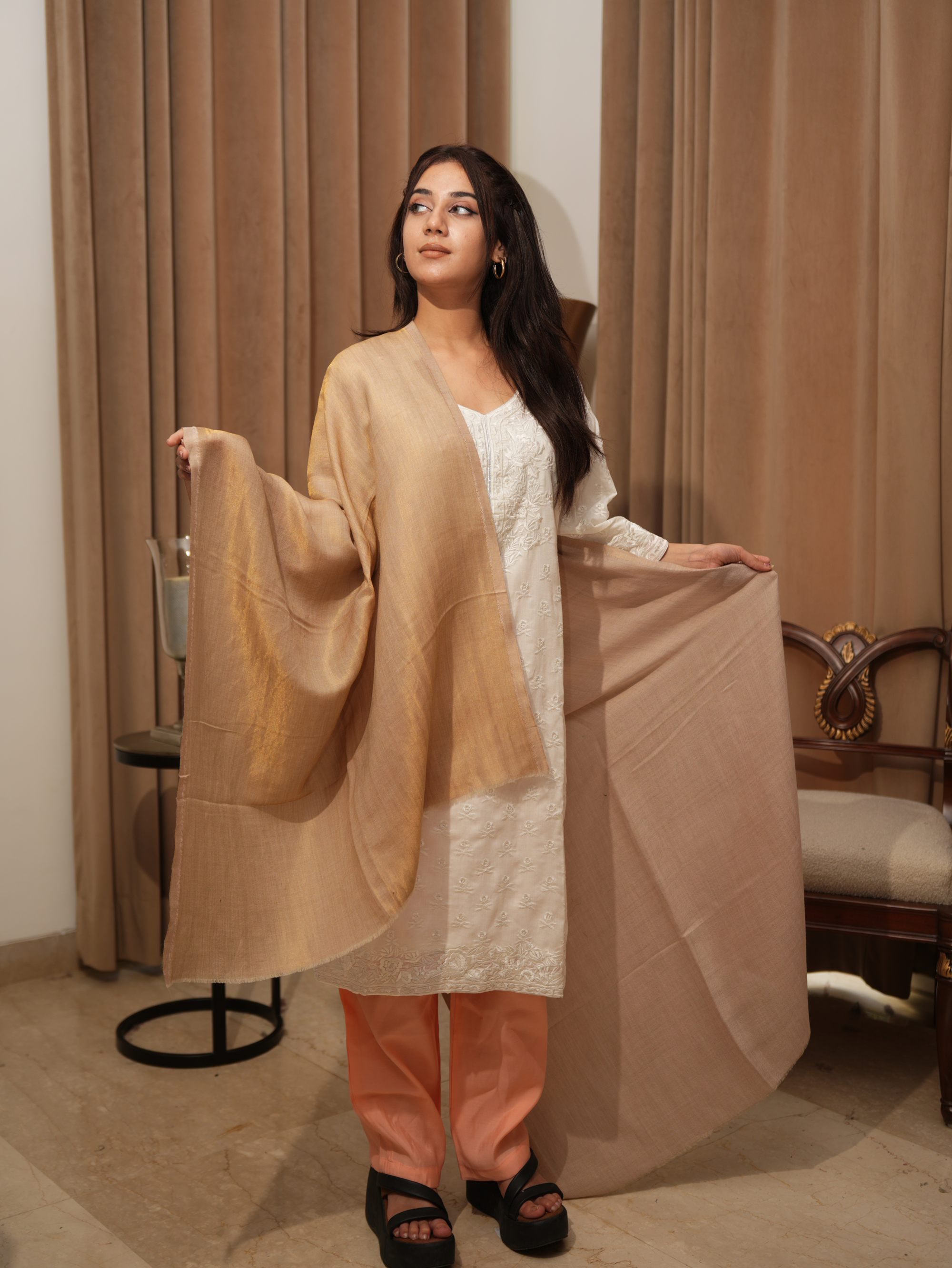 Karivani Women's Faux Pashmina Moonlight Plain