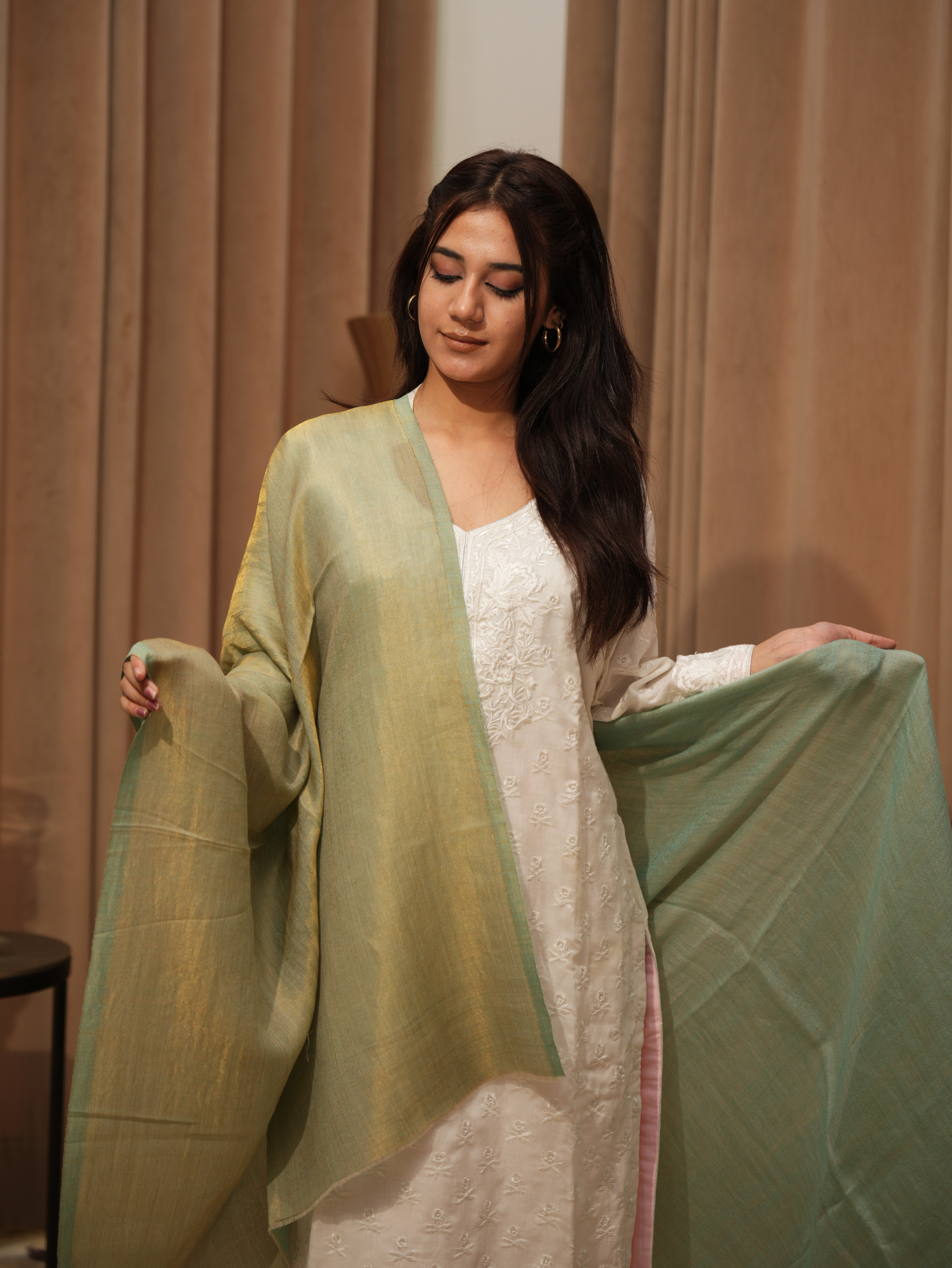 Karivani Women's Faux Pashmina Moonlight Plain