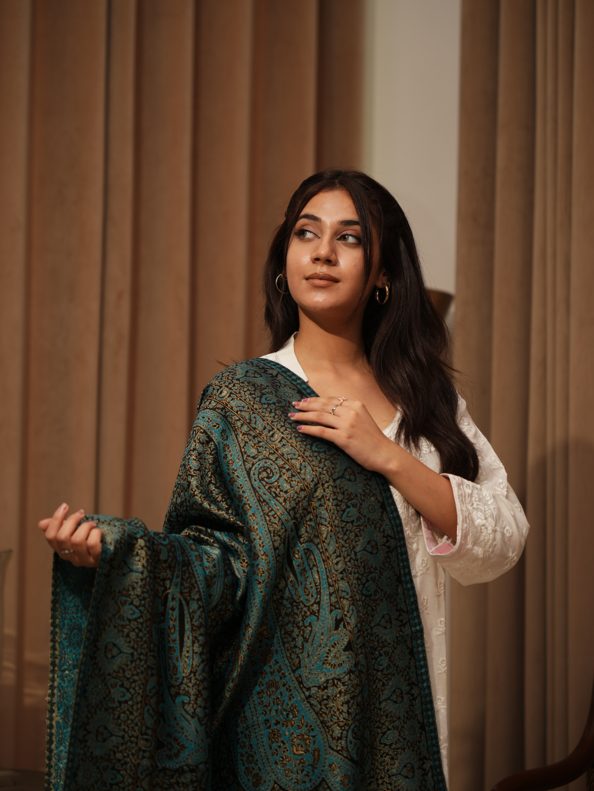 Karivani Women's Faux Pashmina Stole - Jama Zari Stole