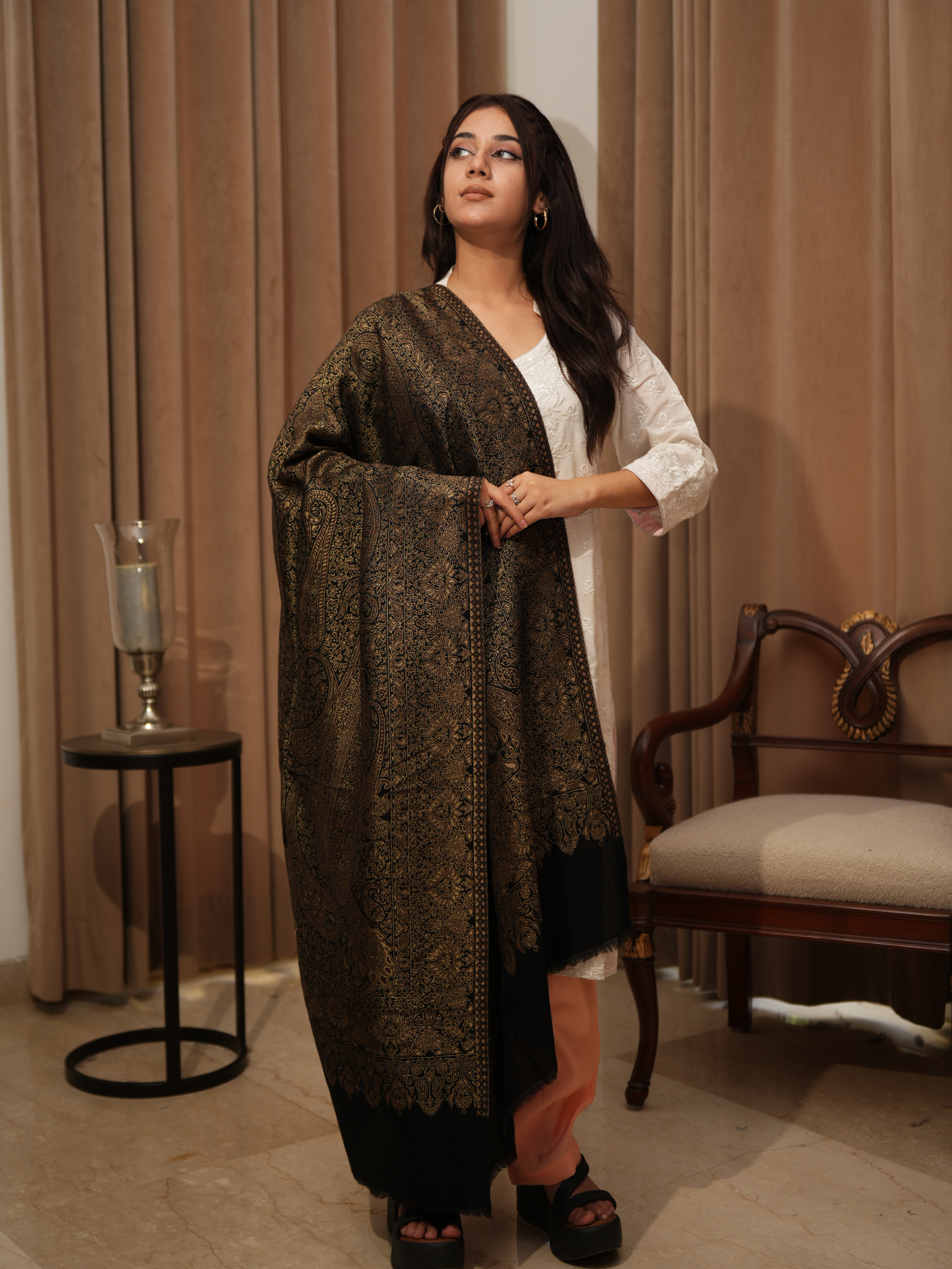 Karivani Women's Faux Pashmina Stole - Jama Zari Stole