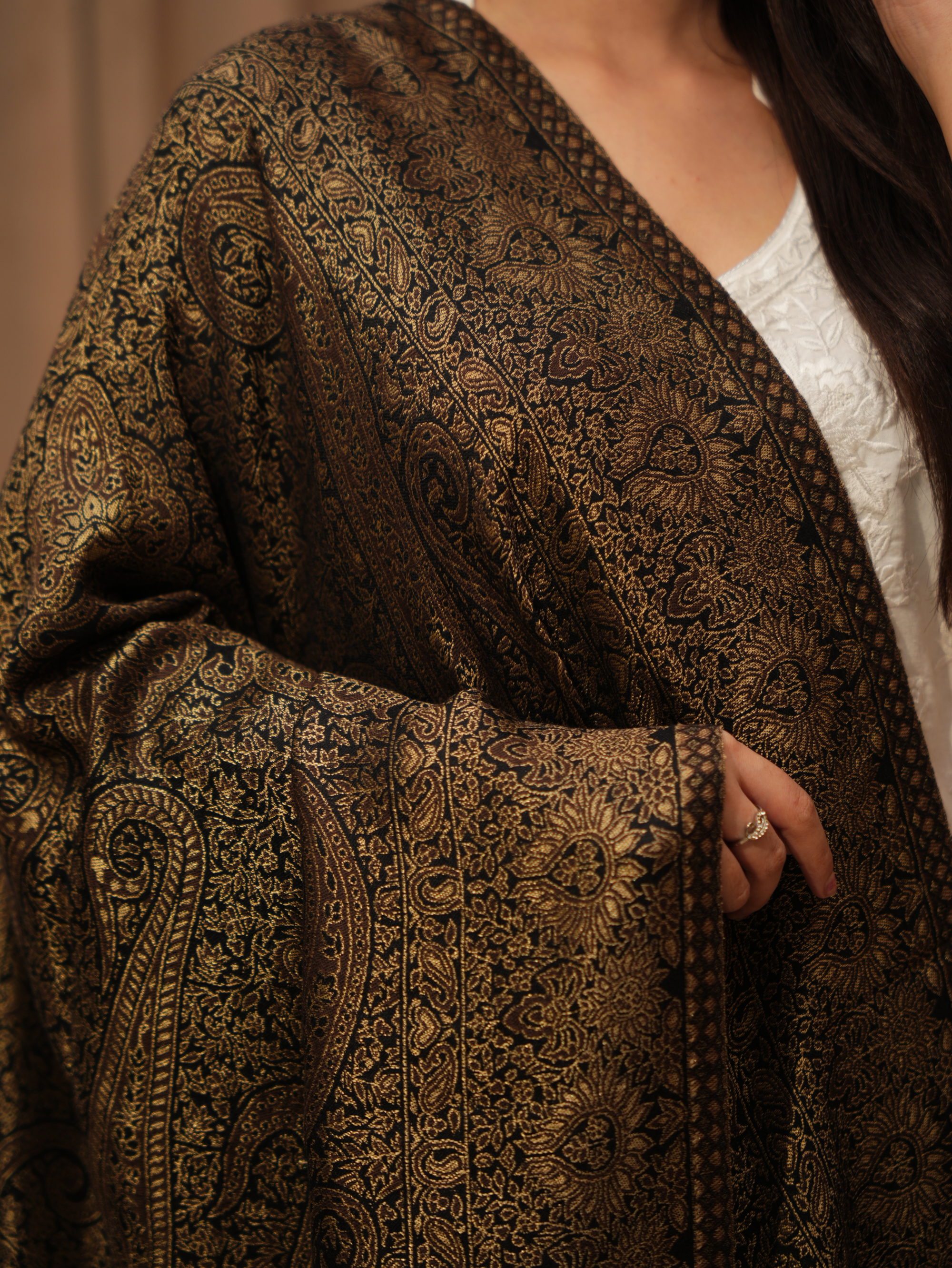 Karivani Women's Faux Pashmina Stole - Jama Zari Stole