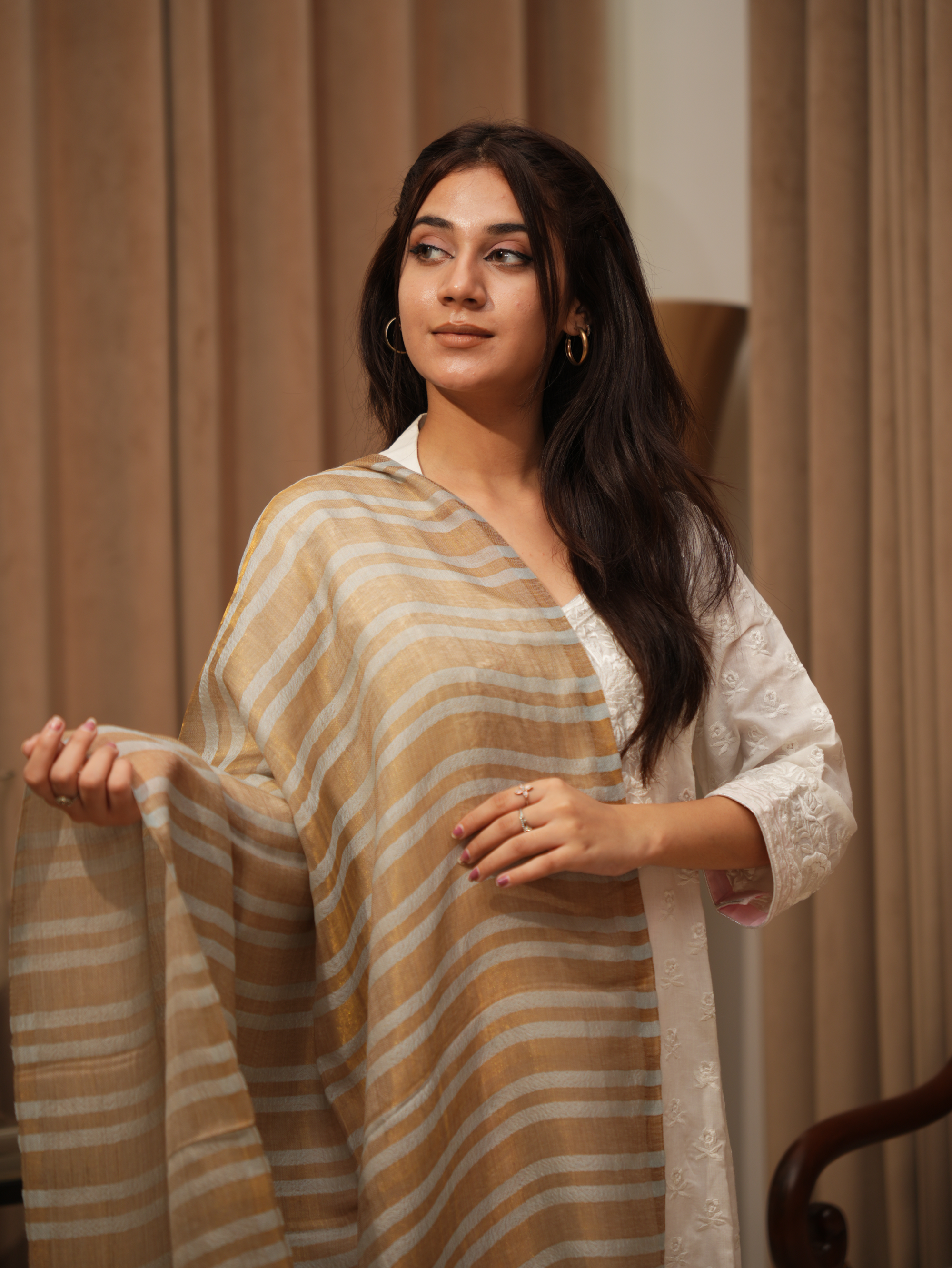 Karivani Women's Faux Pashmina Multistripes Moonlight