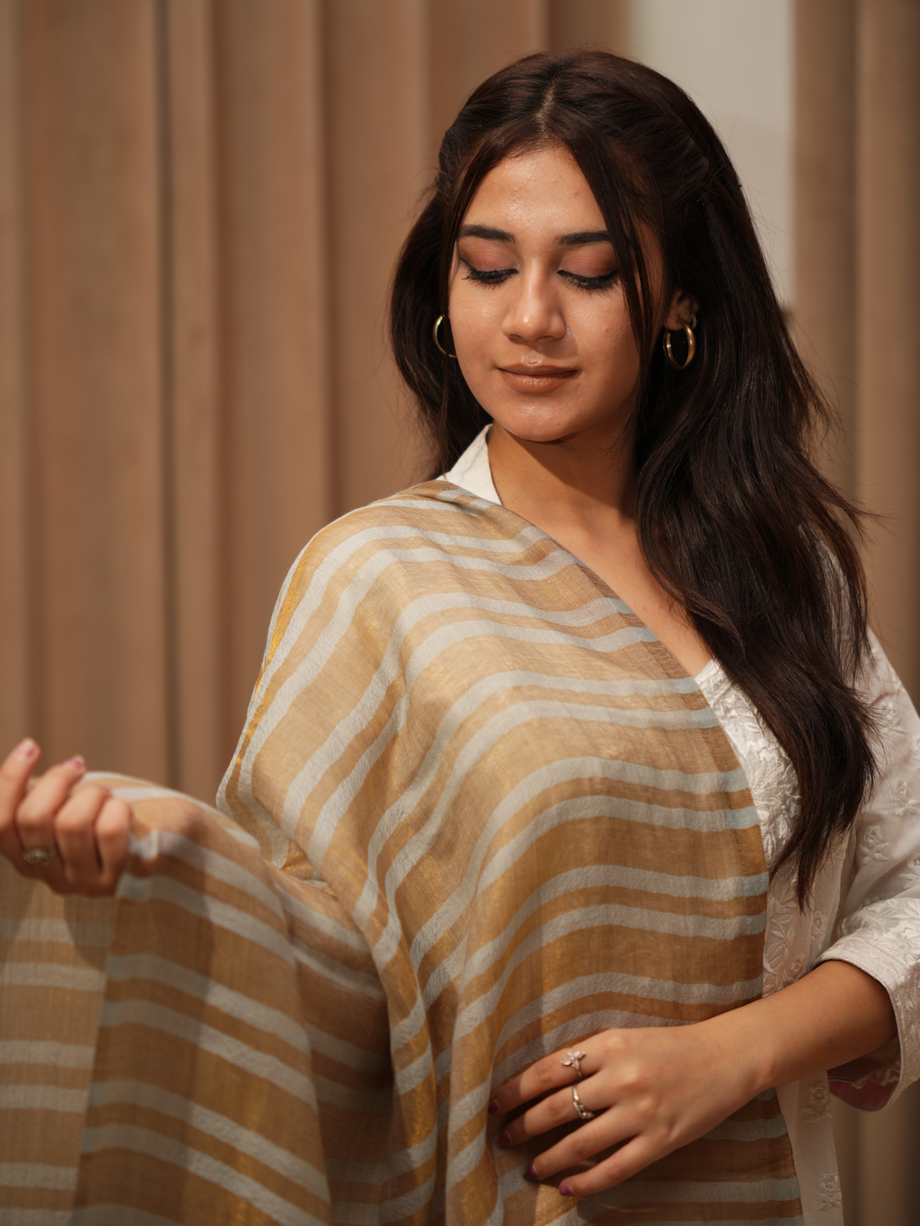 Karivani Women's Faux Pashmina Multistripes Moonlight