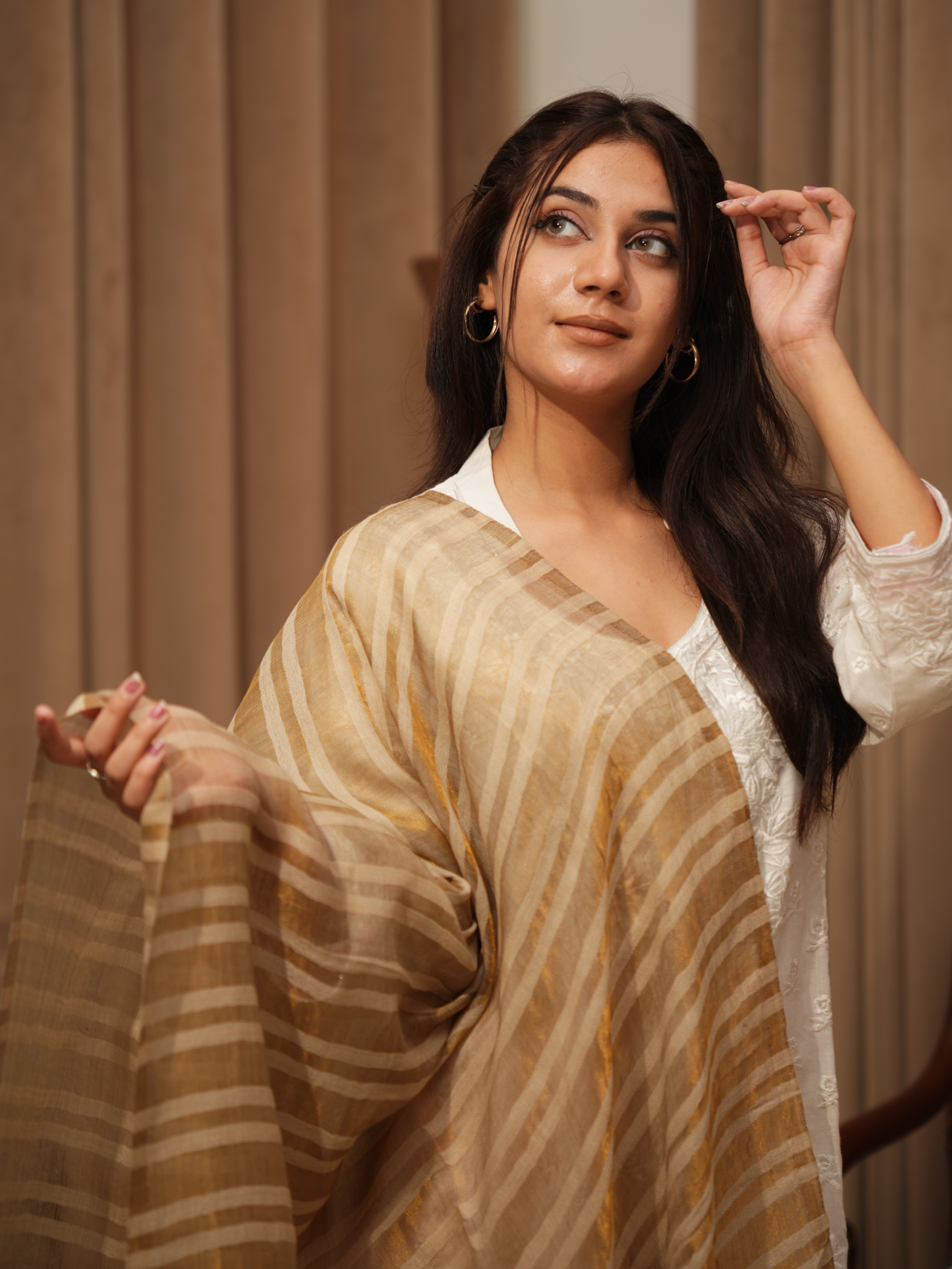 Karivani Women's Faux Pashmina Multistripes Moonlight