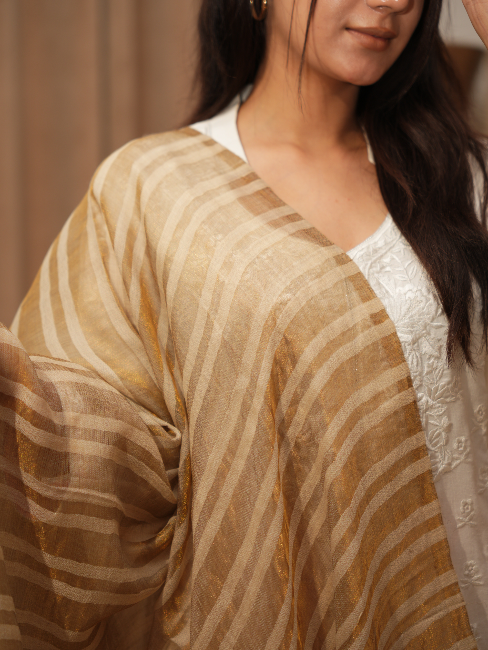 Karivani Women's Faux Pashmina Multistripes Moonlight