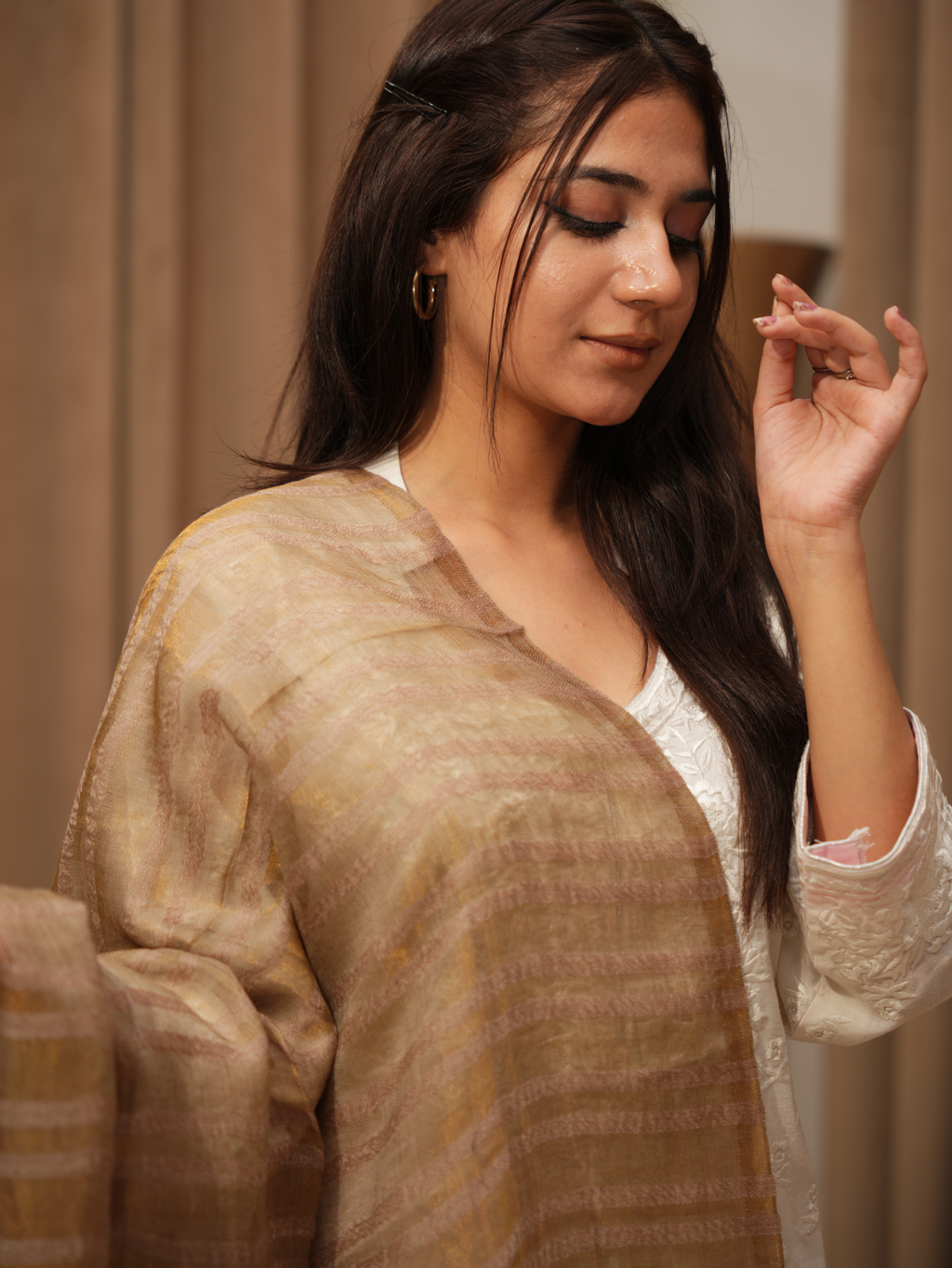 Karivani Women's Faux Pashmina Multistripes Moonlight