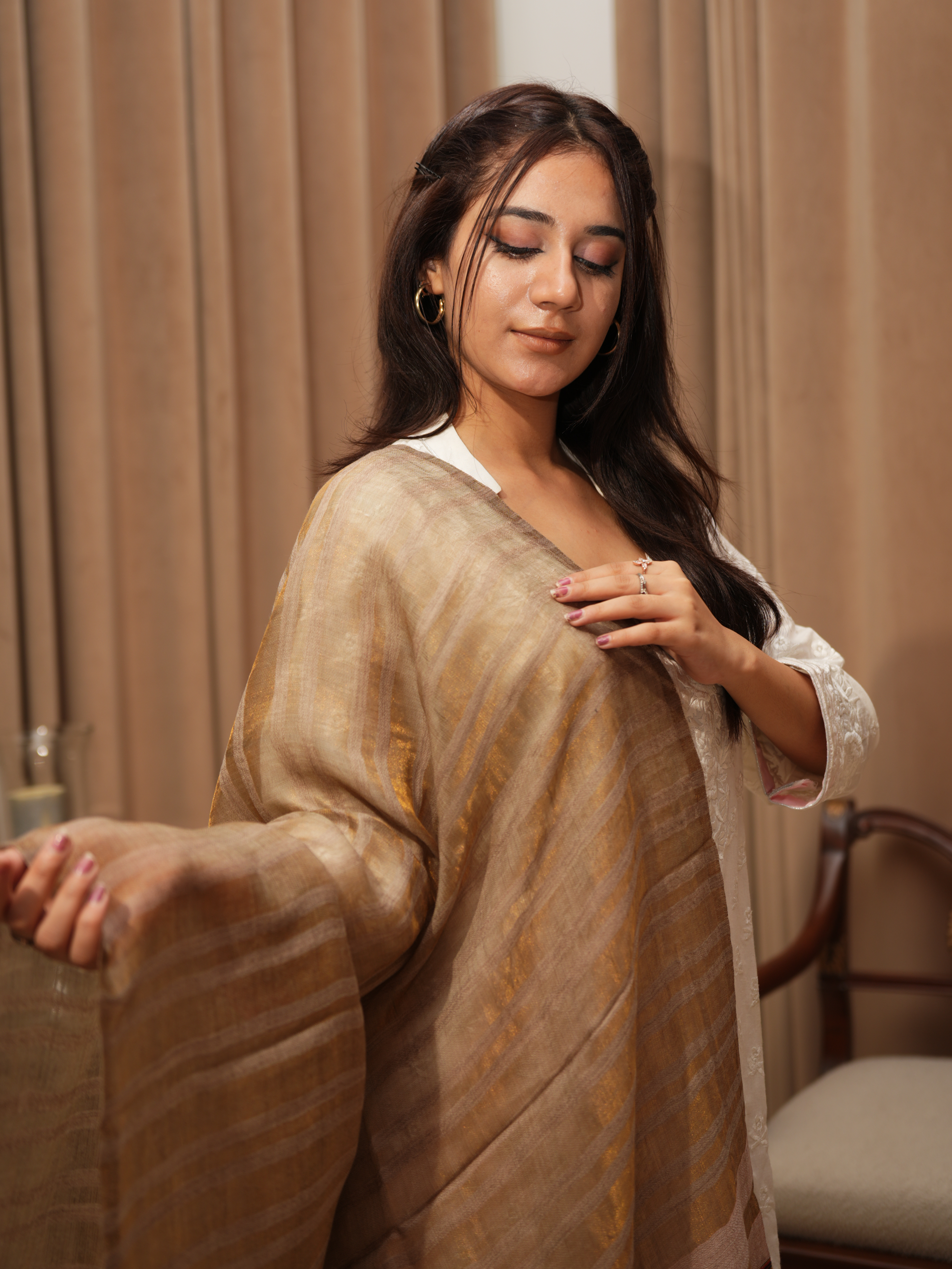 Karivani Women's Faux Pashmina Multistripes Moonlight