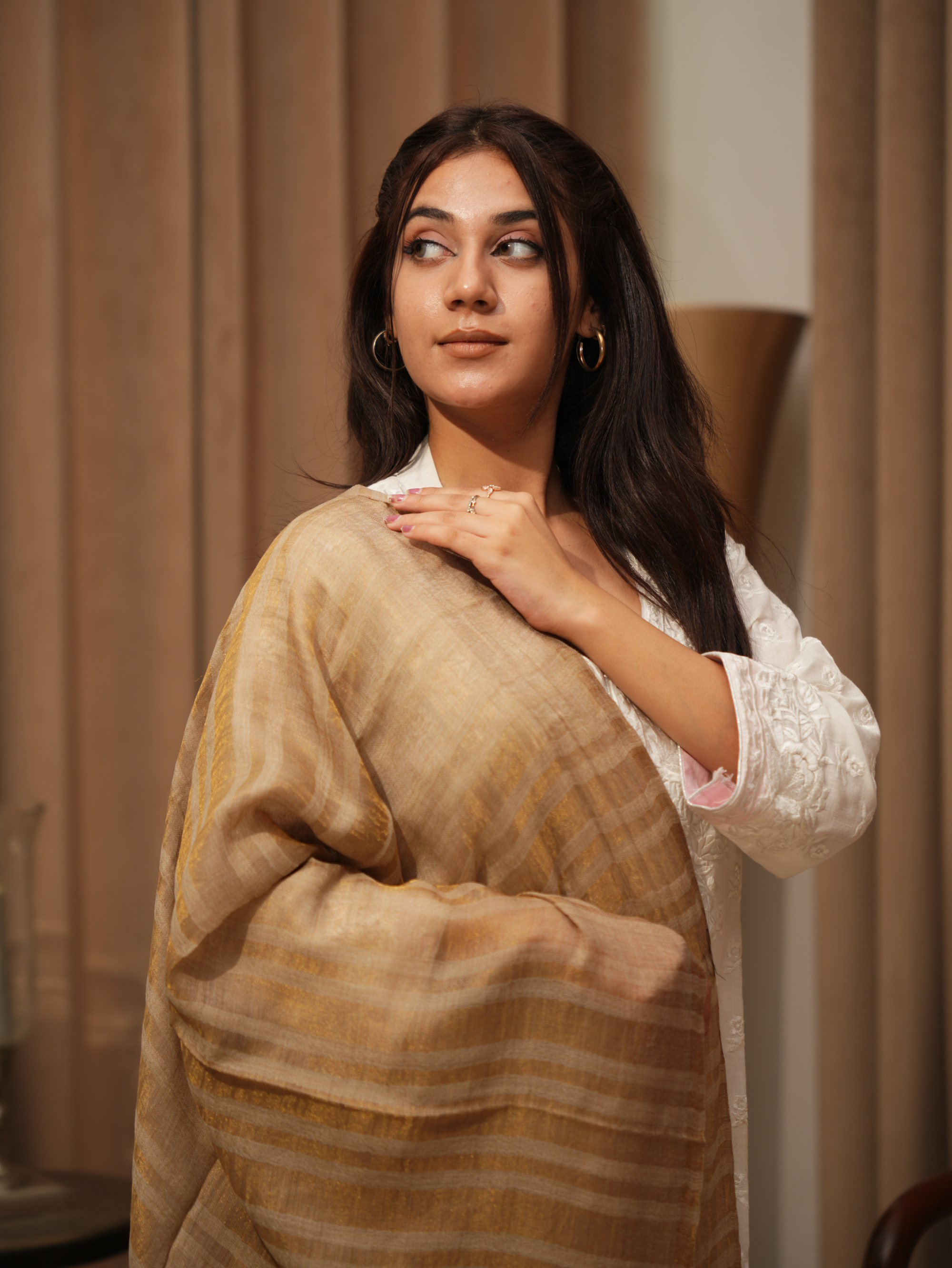 Karivani Women's Faux Pashmina Multistripes Moonlight