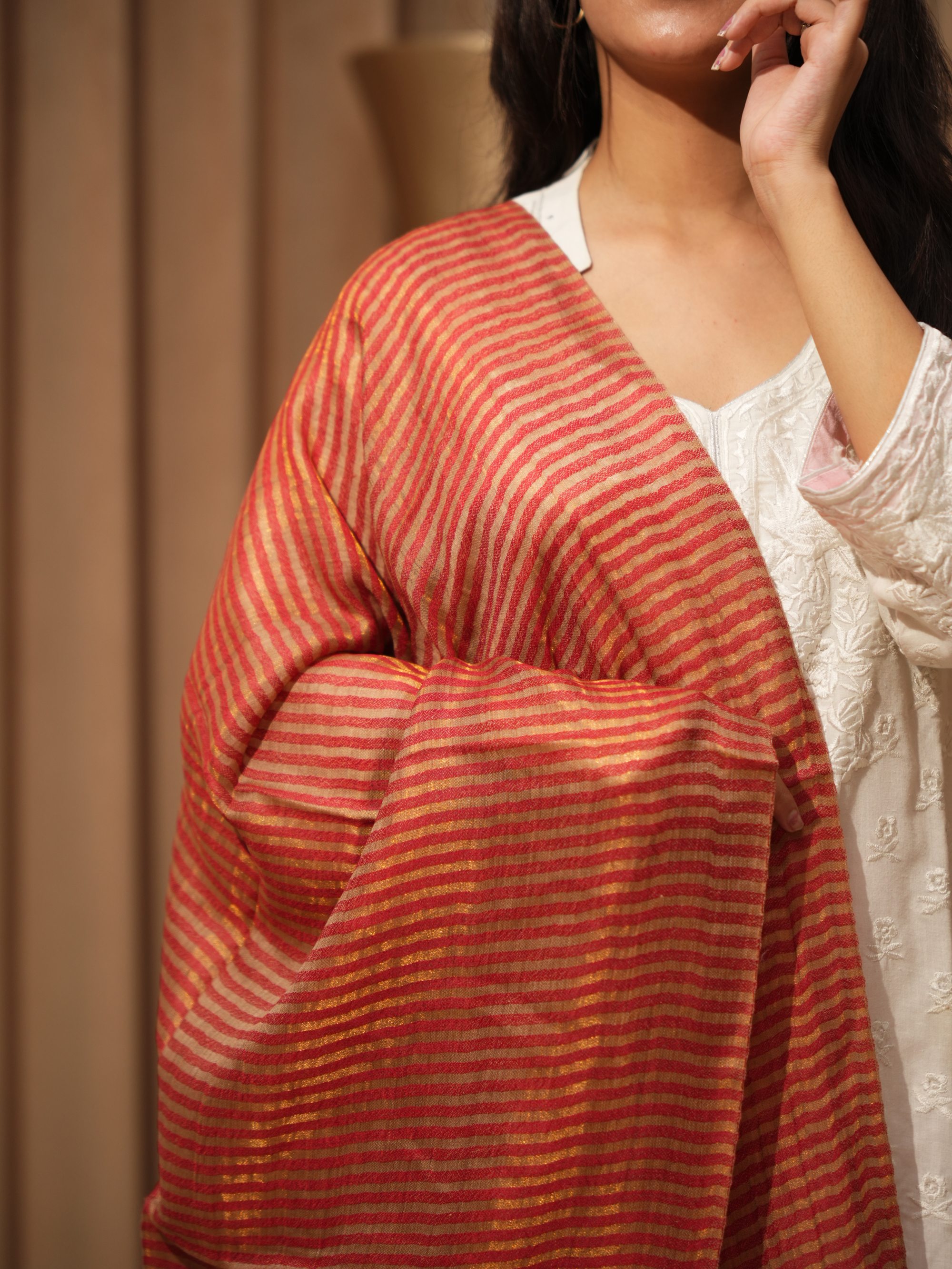 Karivani Women's Faux Pashmina Moonlight Stripe Stole