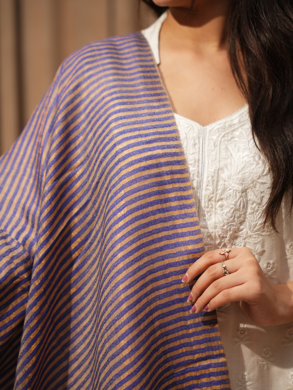 Karivani Women's Faux Pashmina Moonlight Stripe Stole