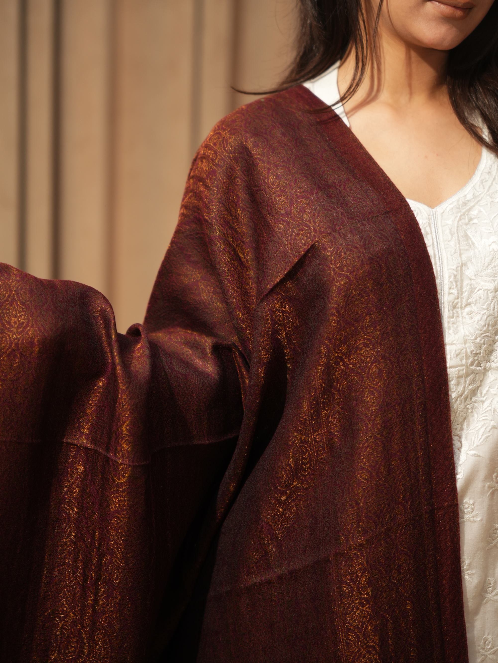 Karivani Women's Faux Pashmina Moonlight Zari Jaq. Stole