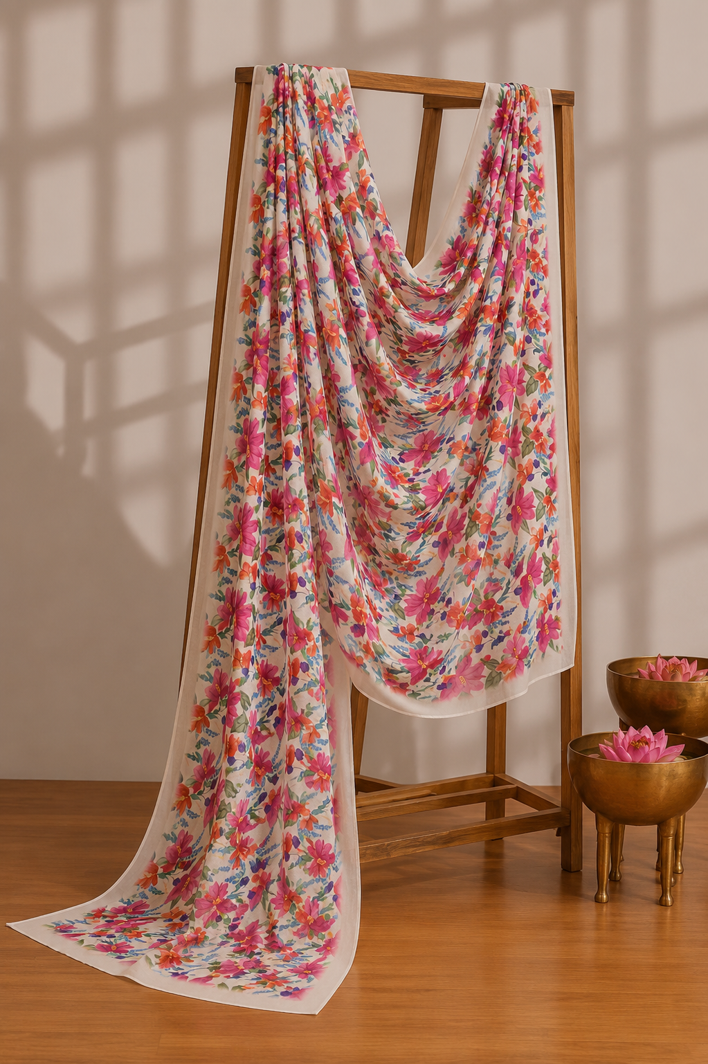 Karivani Luxury Floral Cotton Dupatta