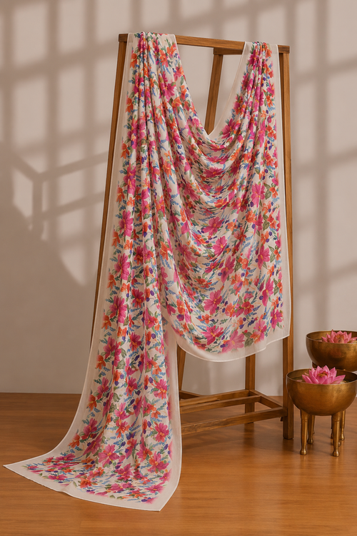 Karivani Luxury Floral Cotton Dupatta