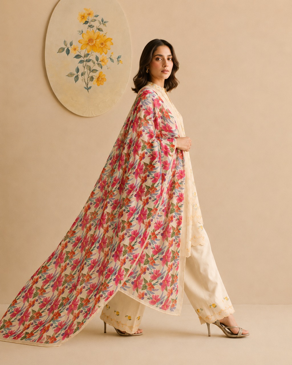 Karivani Luxury Floral Cotton Dupatta