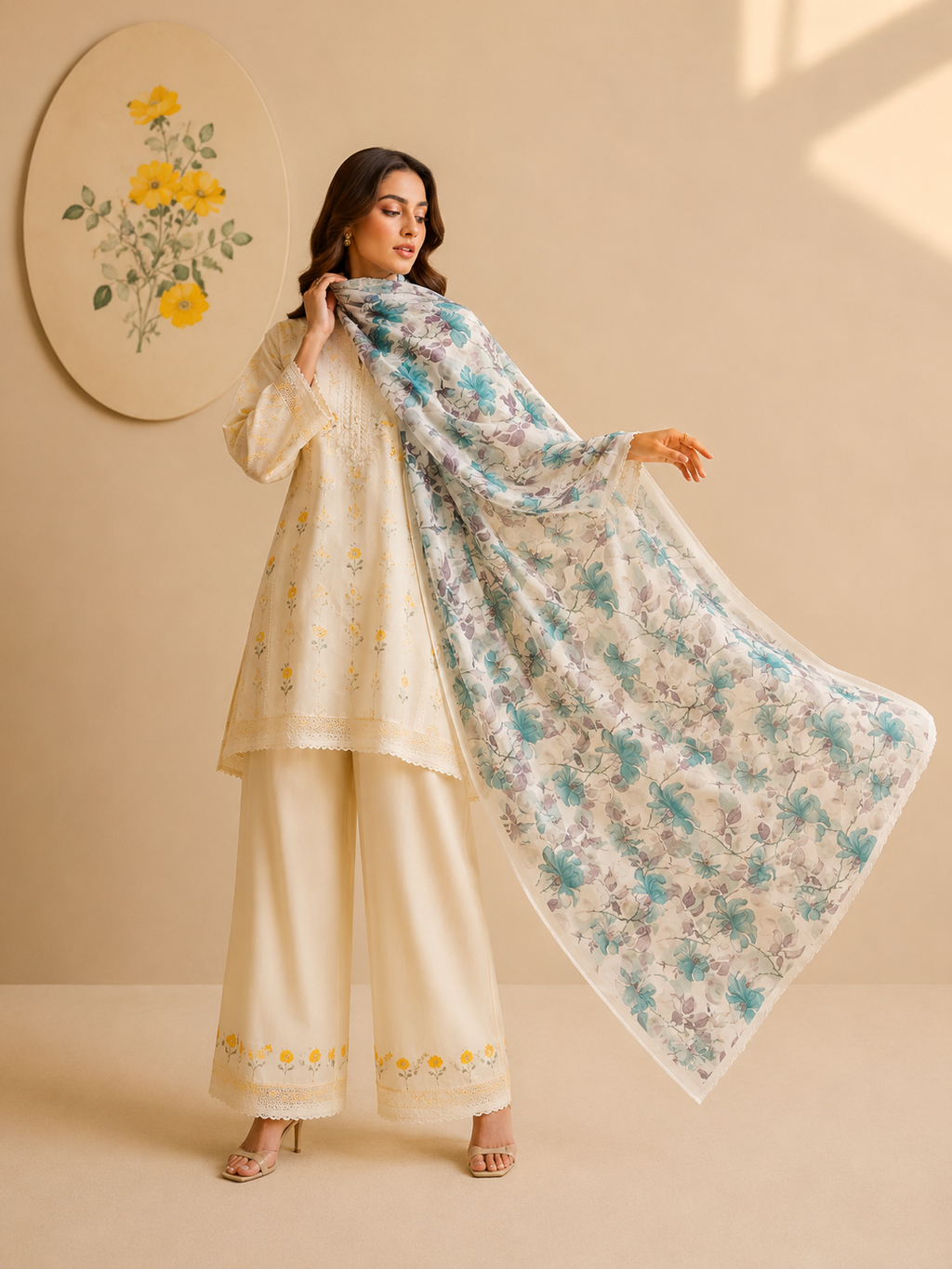Karivani Luxury Floral Cotton Dupatta