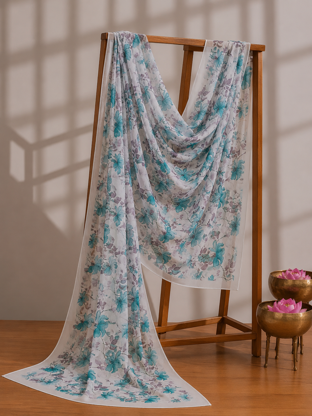 Karivani Luxury Floral Cotton Dupatta