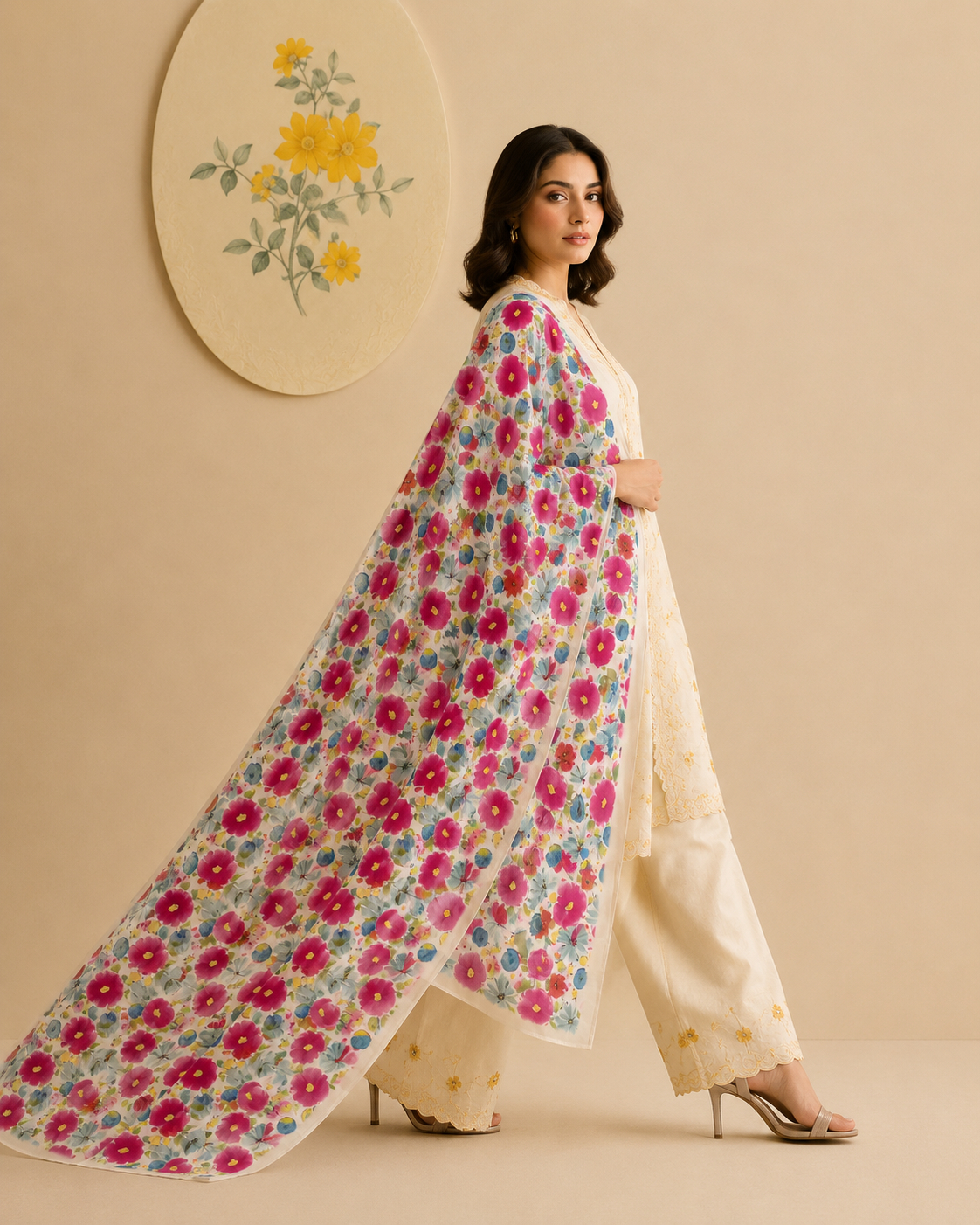 Karivani Luxury Floral Cotton Dupatta