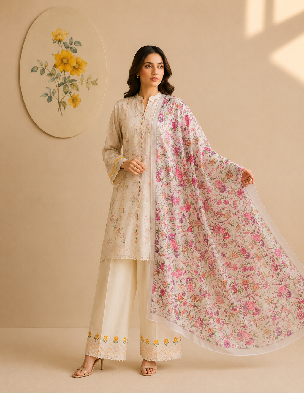 Karivani Luxury Floral Cotton Dupatta