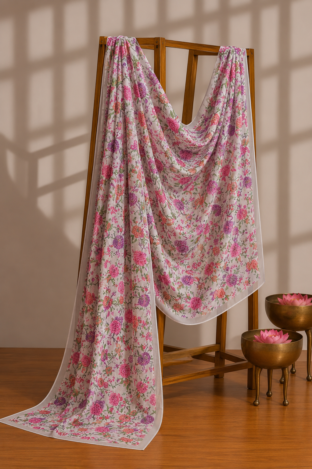 Karivani Luxury Floral Cotton Dupatta