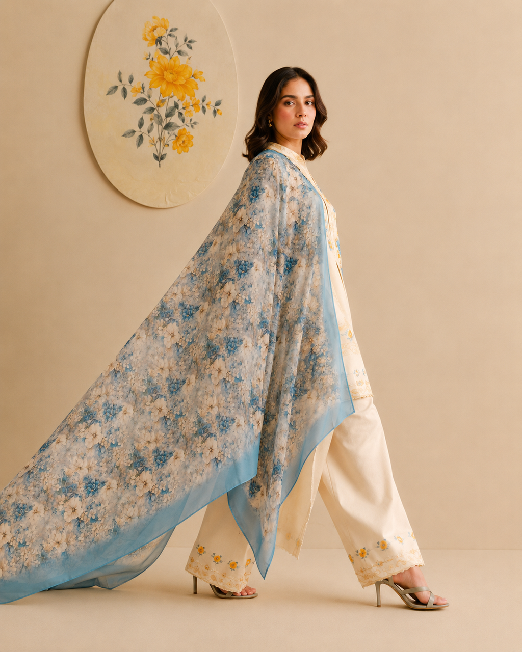 Karivani Luxury Floral Cotton Dupatta