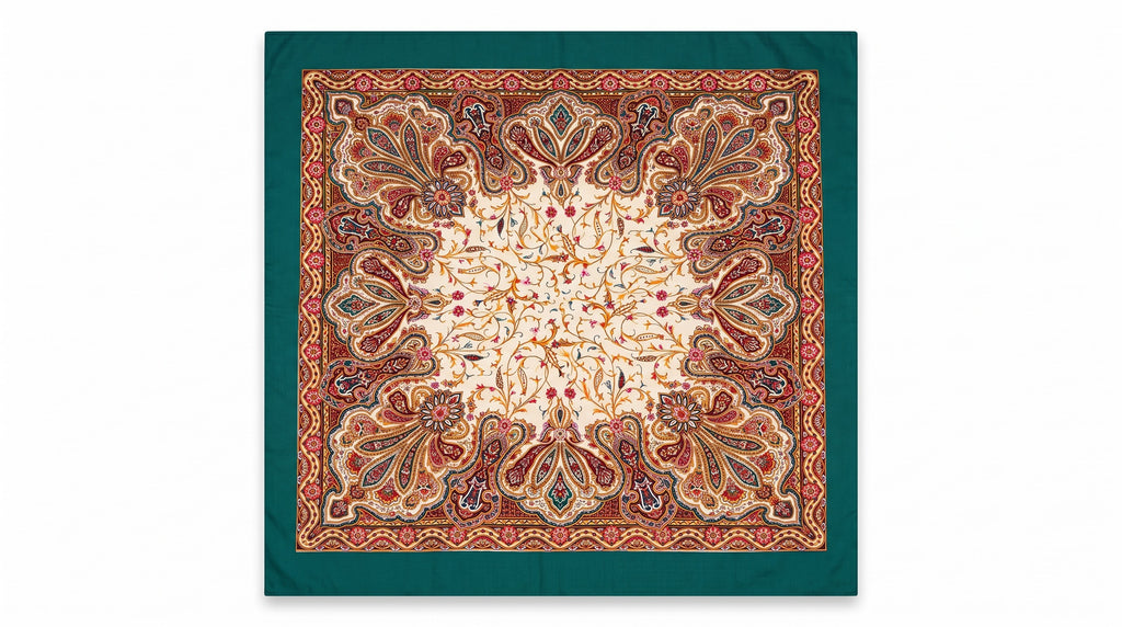 Boho Paisley Print Satin Square Scarf