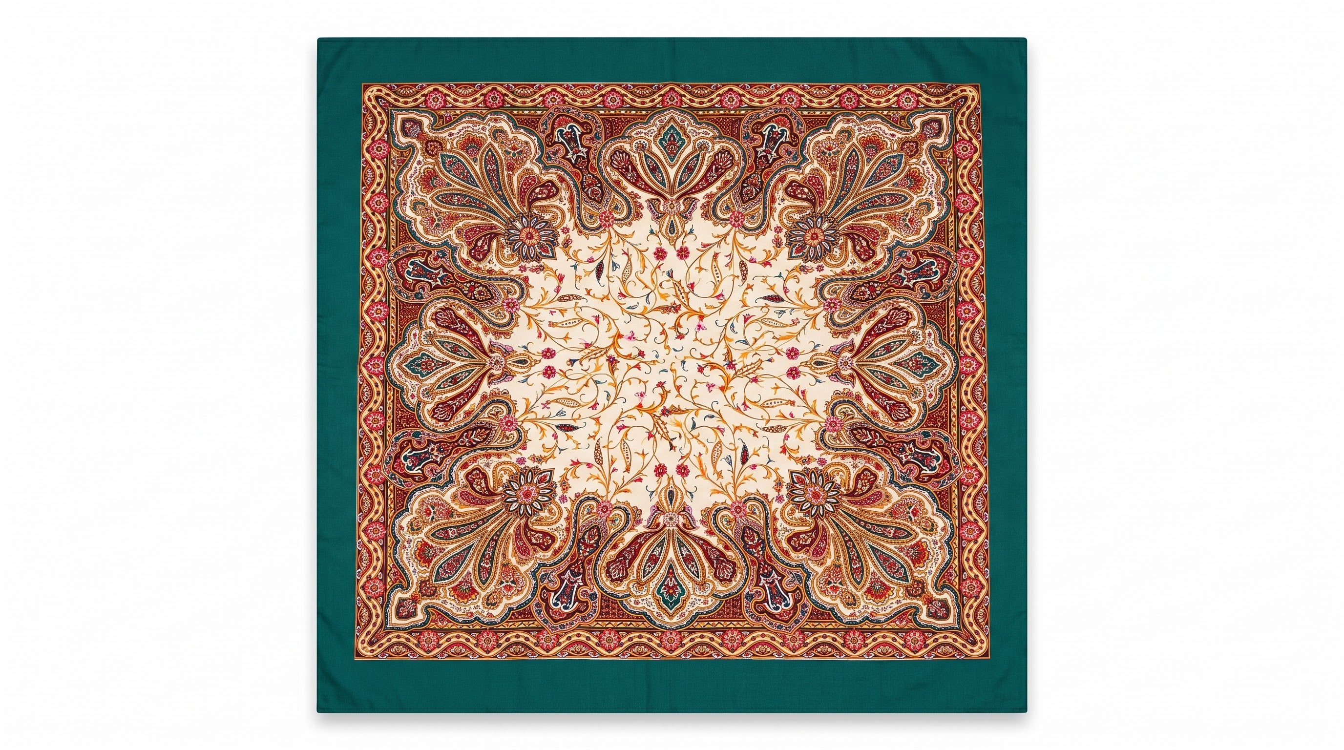 Boho Paisley Print Satin Square Scarf