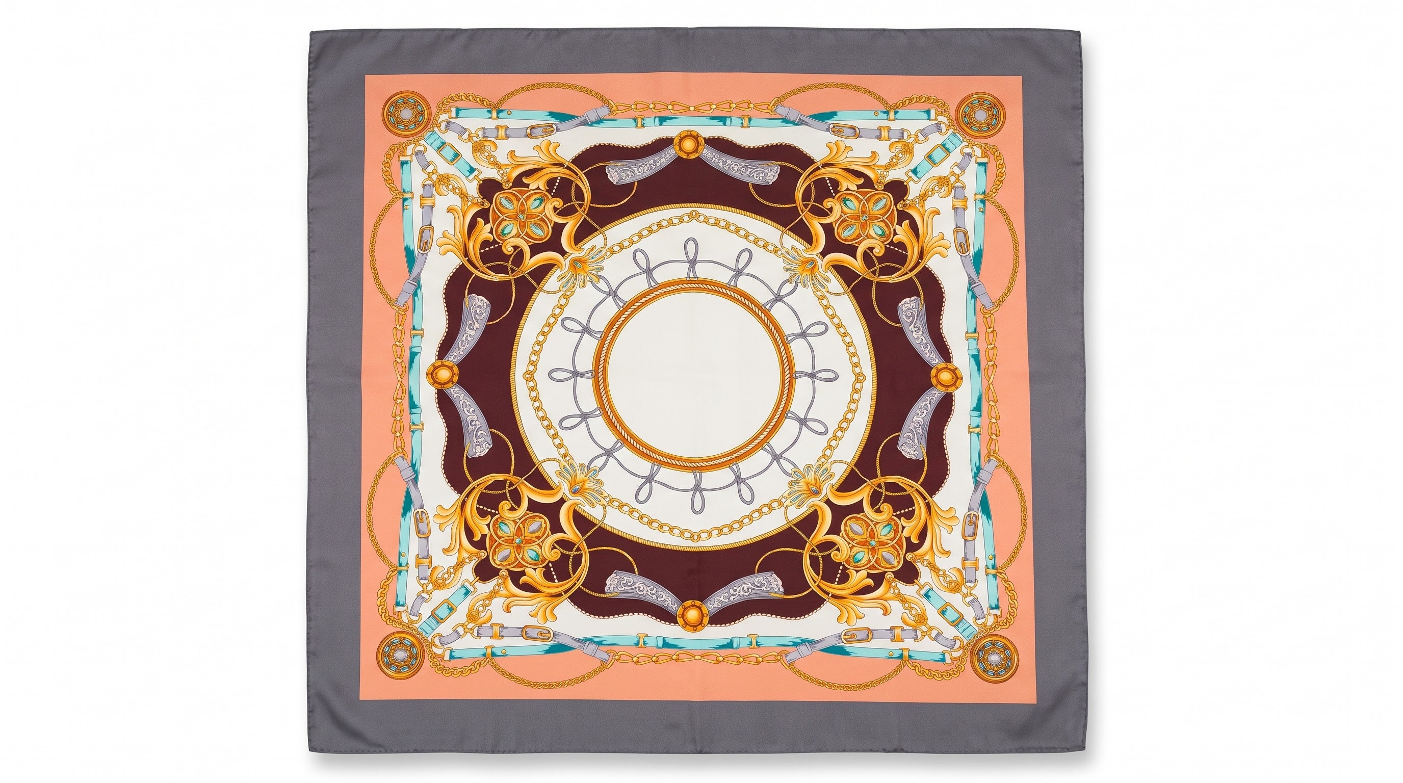 Boho Paisley Print Satin Square Scarf