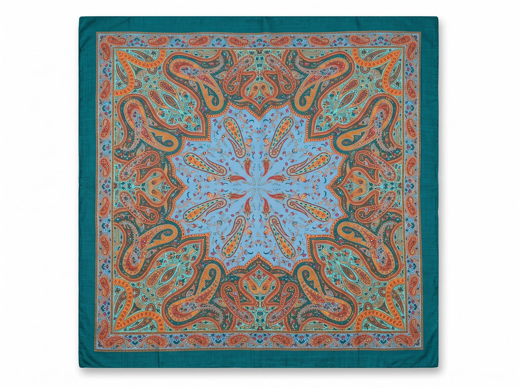 Silk Square Scarf: Vintage Paisley Print (100x100cm)