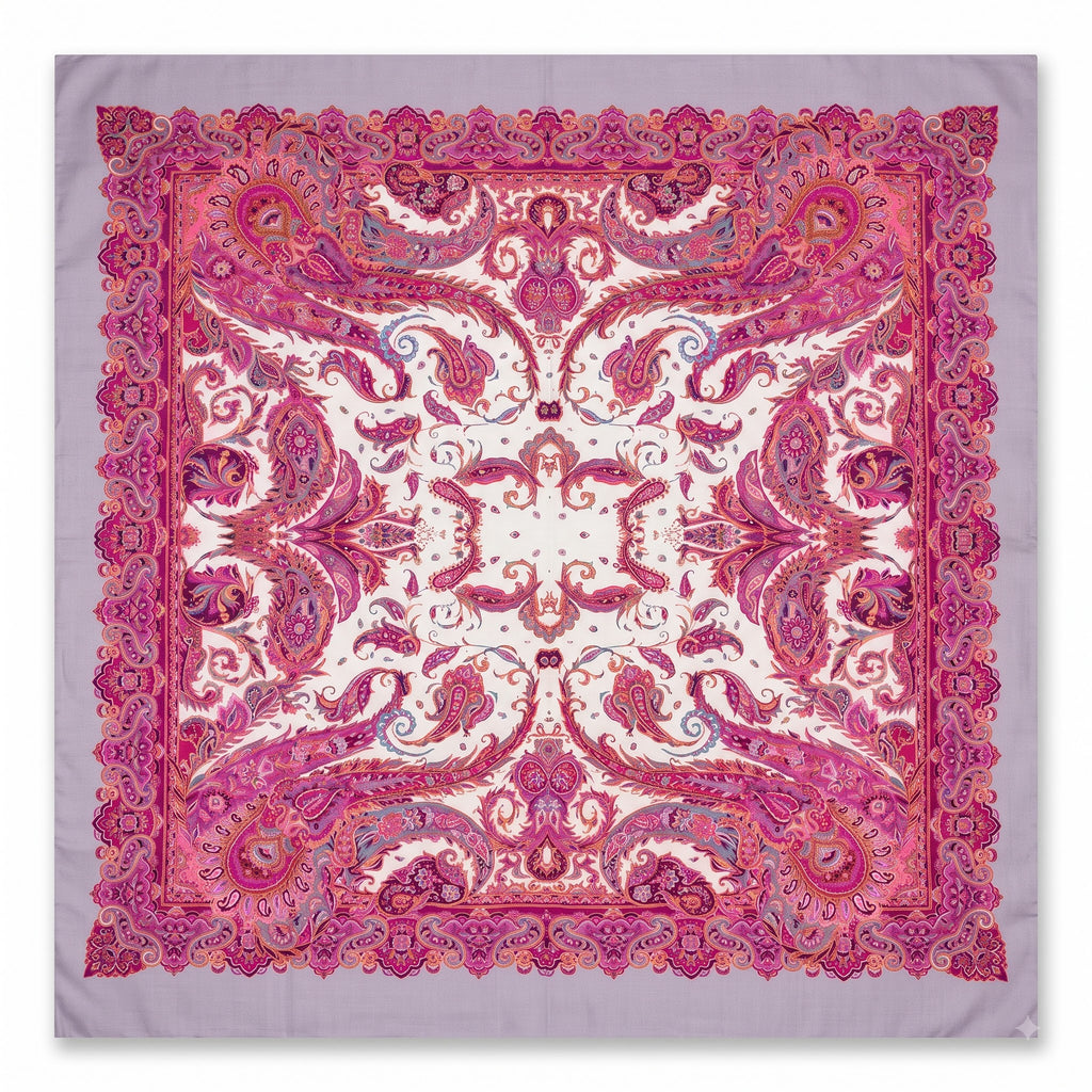 Boho Paisley Print Satin Square Scarf