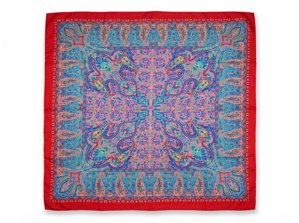 Silk Square Scarf: Vintage Paisley Print (100x100cm)