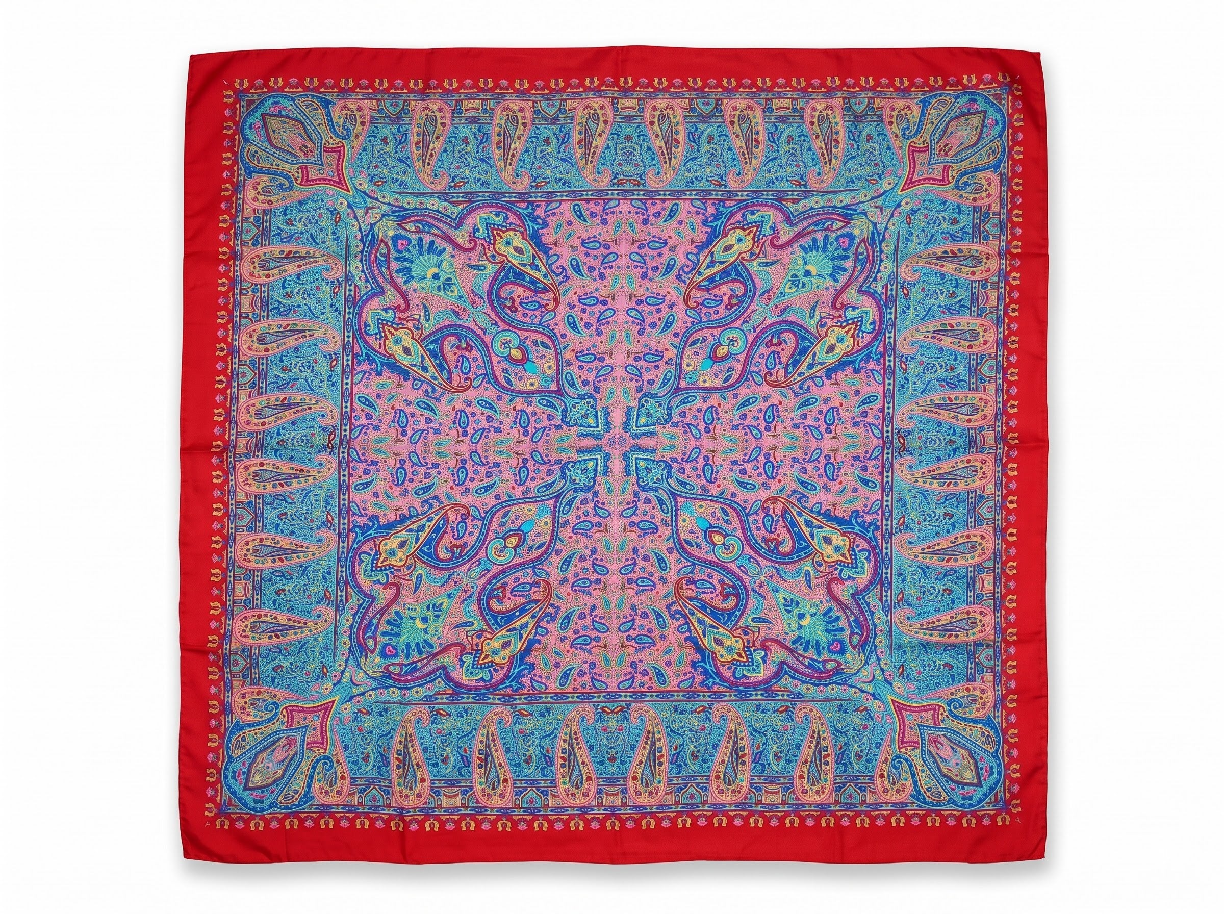 Silk Square Scarf: Vintage Paisley Print (100x100cm)