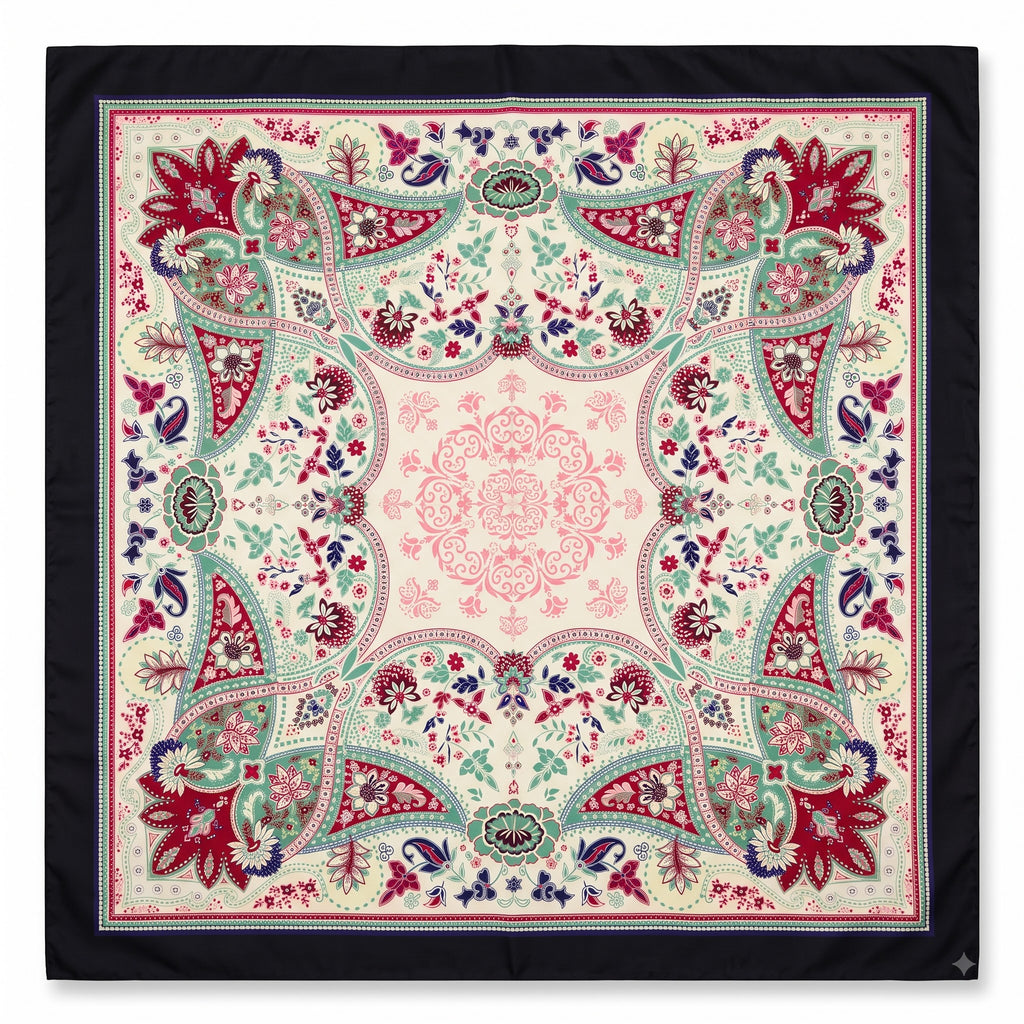 Boho Paisley Print Satin Square Scarf