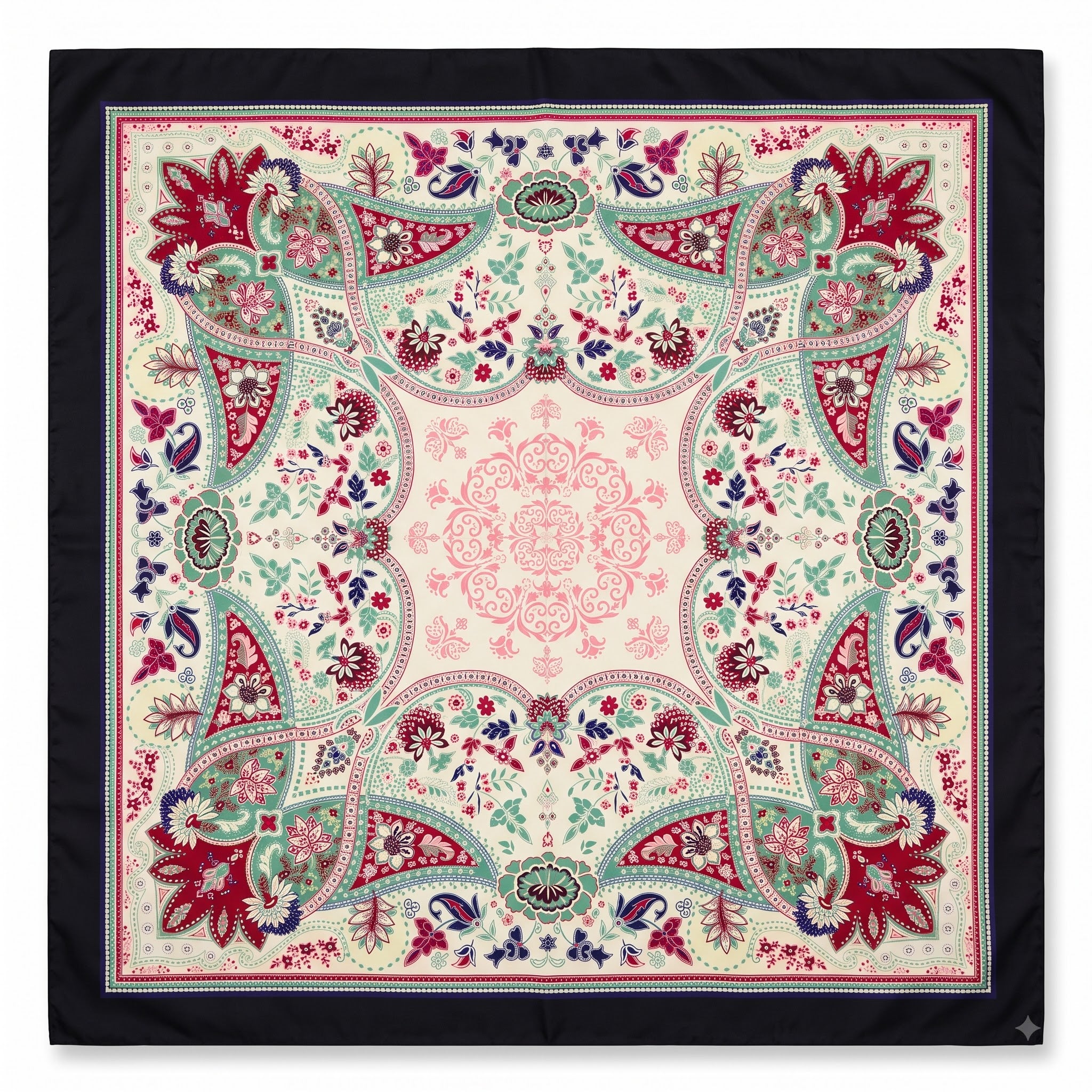 Boho Paisley Print Satin Square Scarf