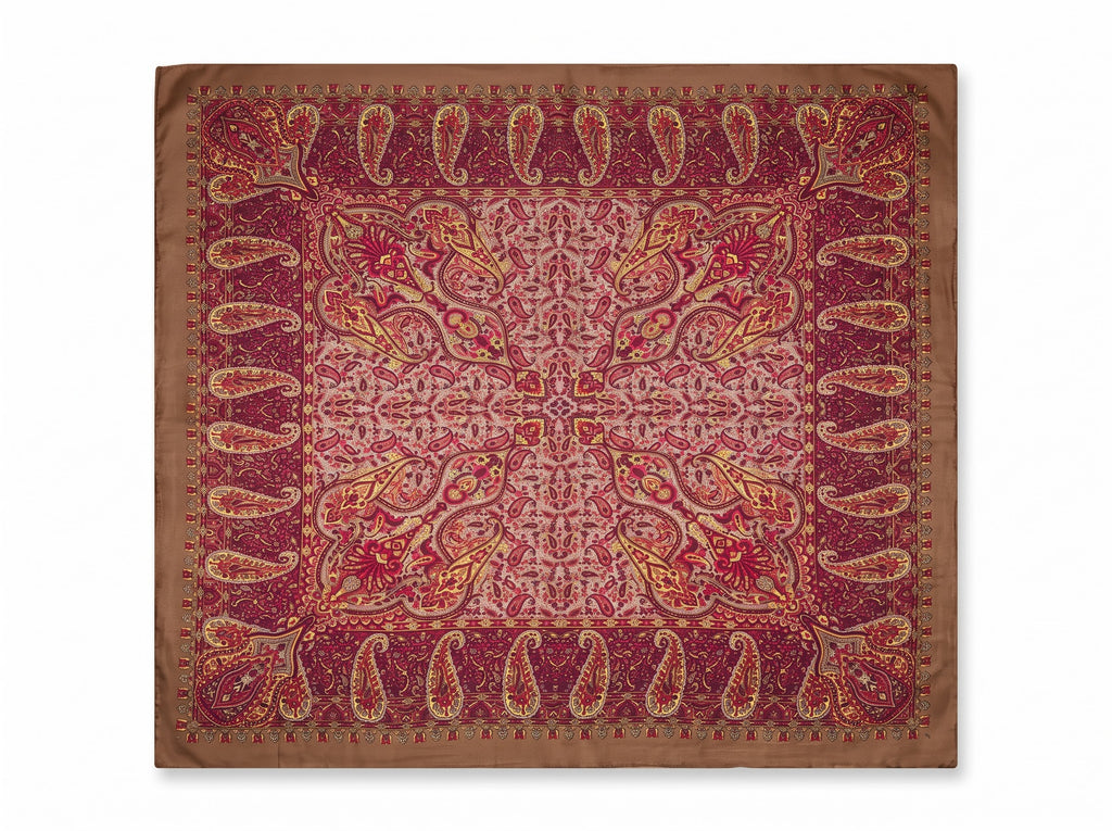Silk Square Scarf: Vintage Paisley Print (100x100cm)