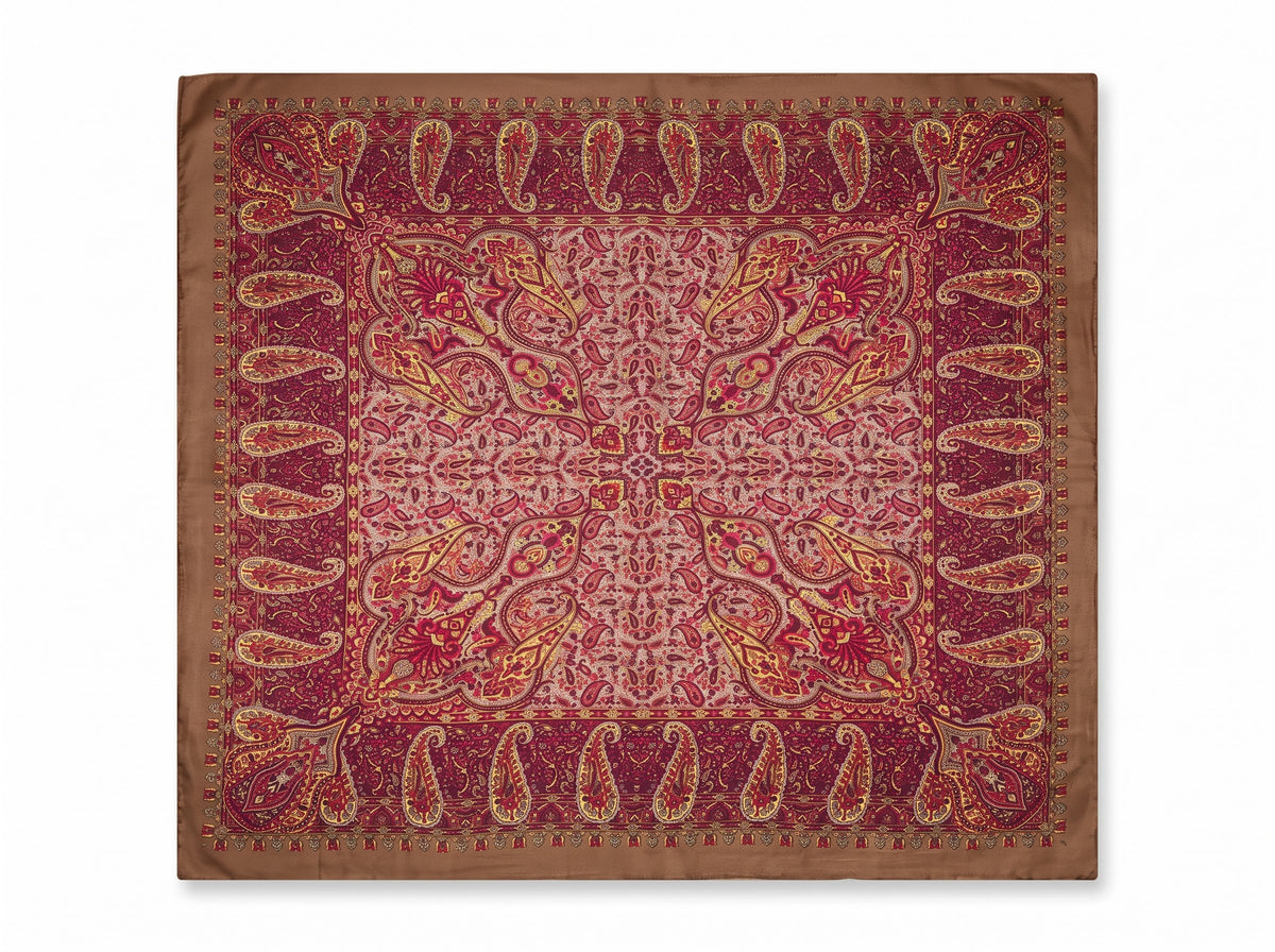 Silk Square Scarf: Vintage Paisley Print (100x100cm)