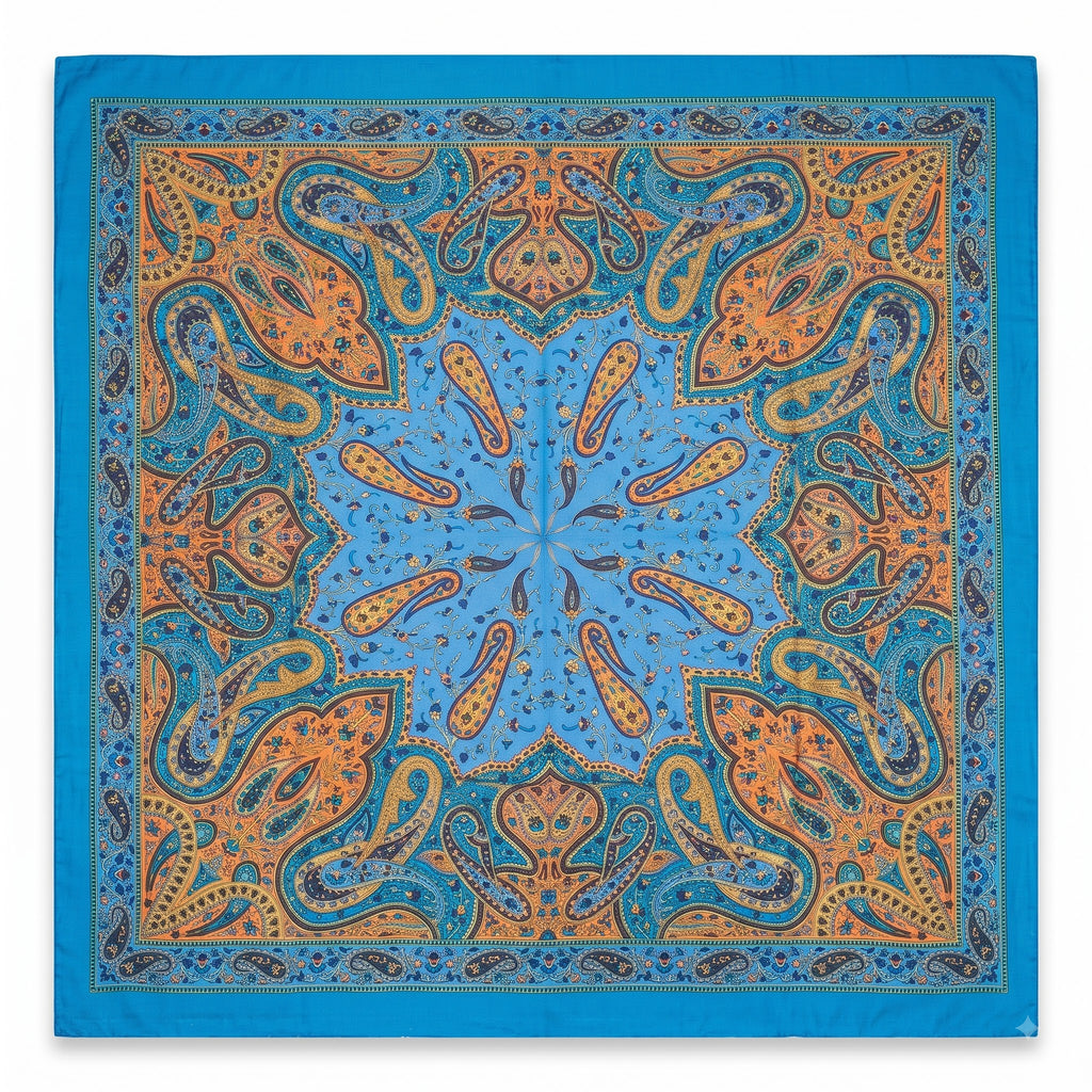 Silk Square Scarf: Vintage Paisley Print (100x100cm)