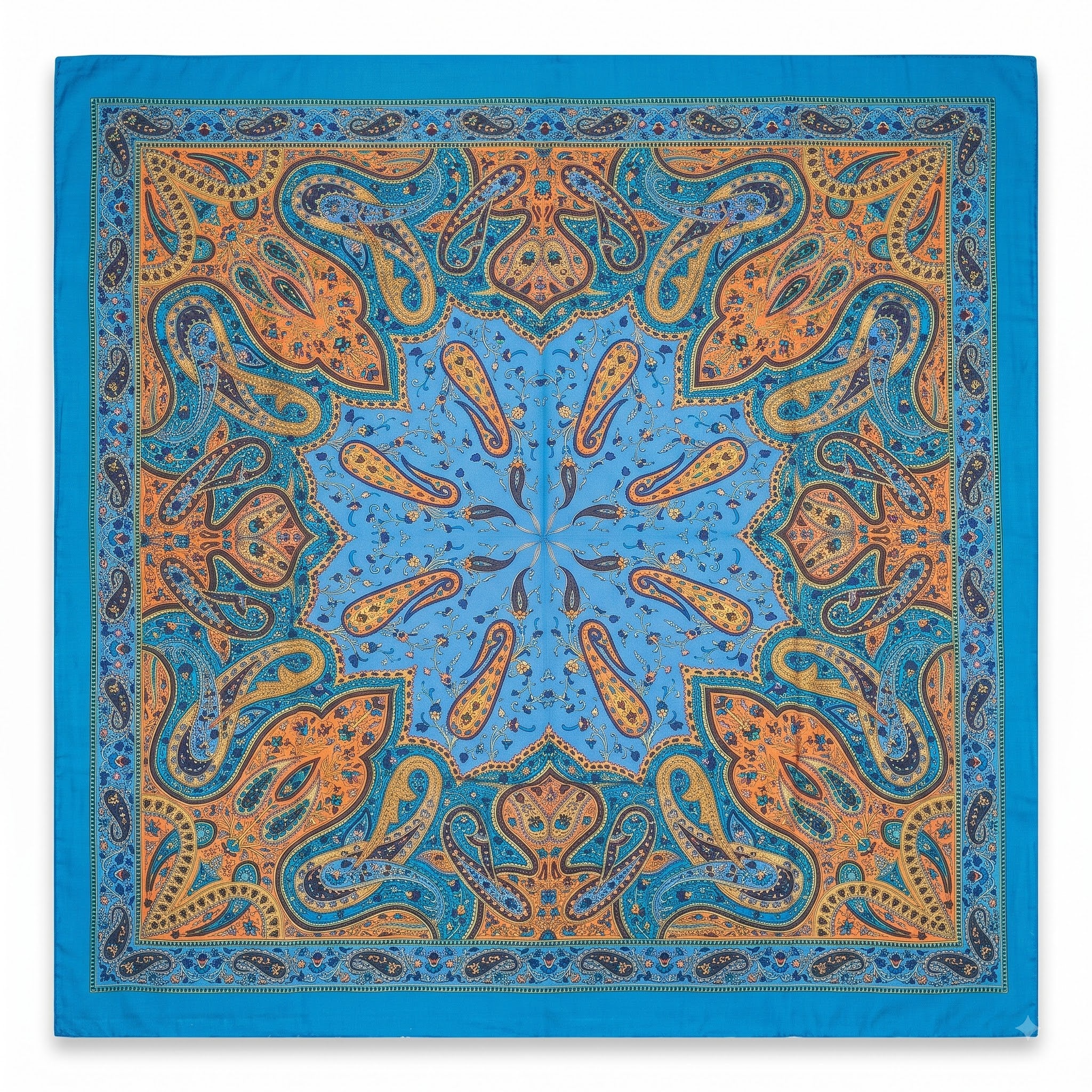 Silk Square Scarf: Vintage Paisley Print (100x100cm)