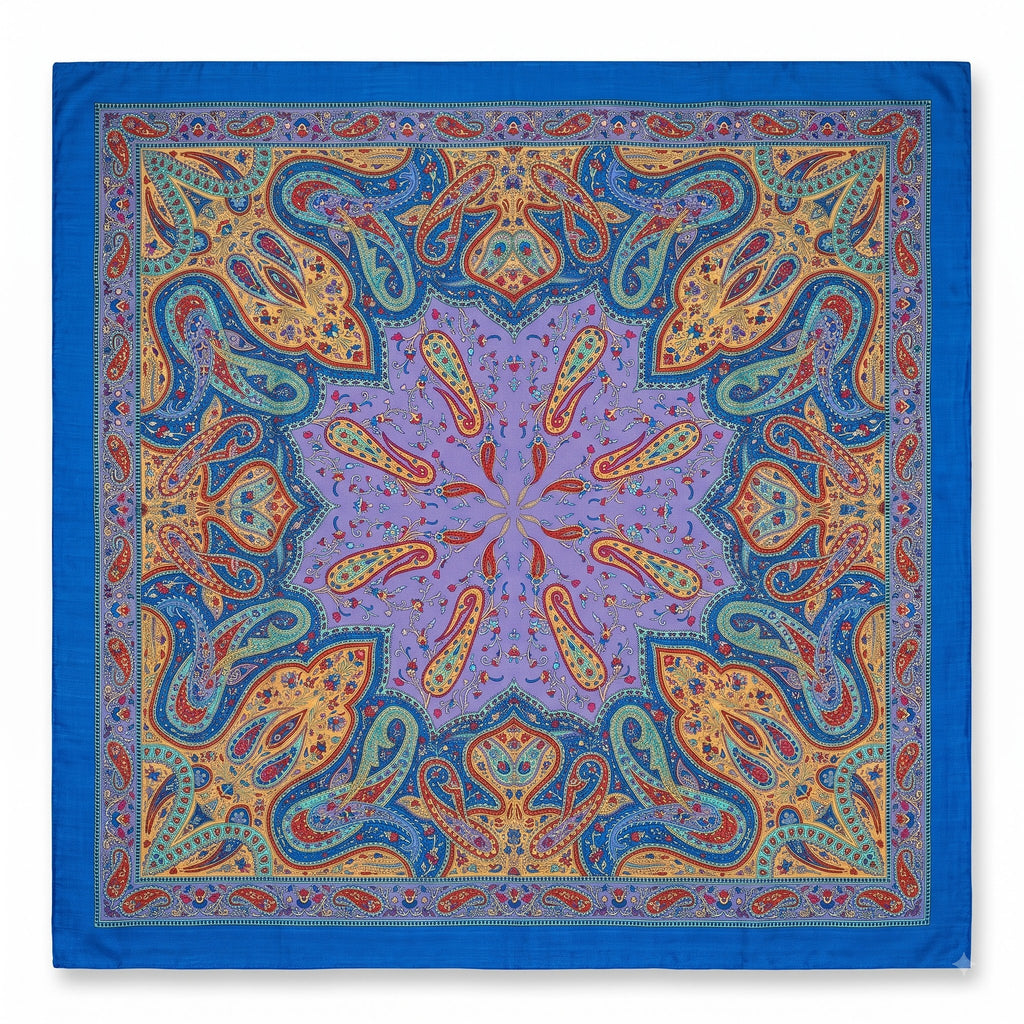 Silk Square Scarf: Vintage Paisley Print (100x100cm)