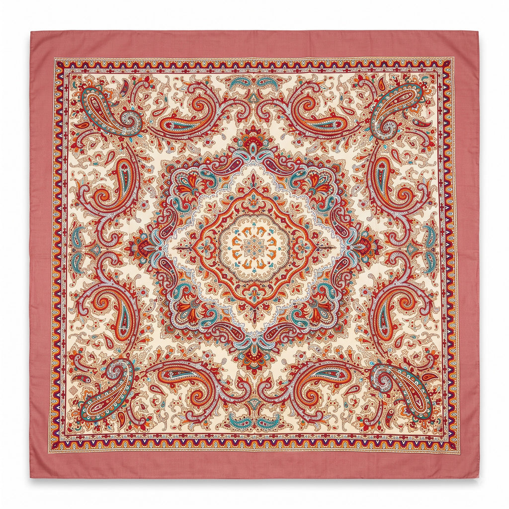Boho Paisley Print Satin Square Scarf