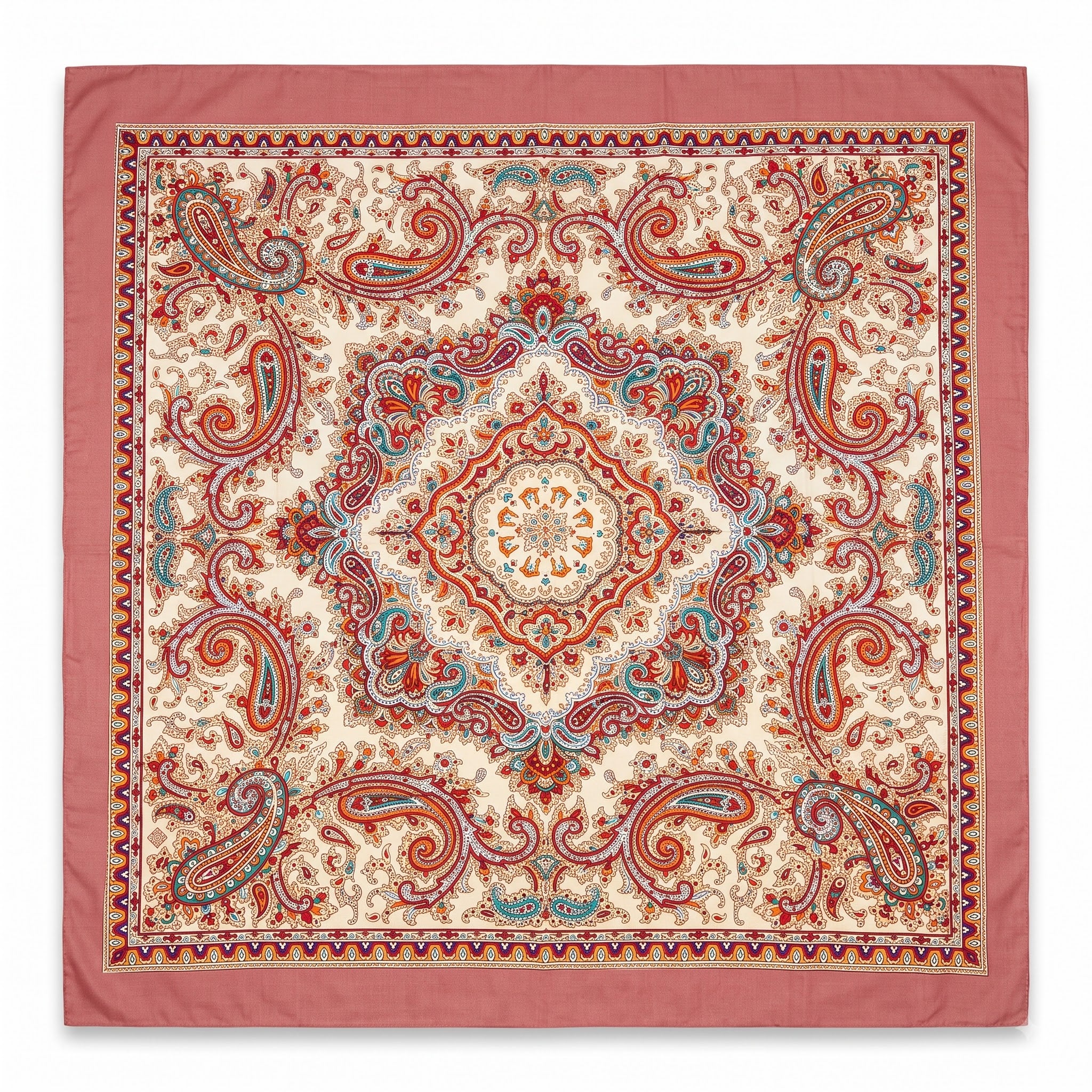 Boho Paisley Print Satin Square Scarf