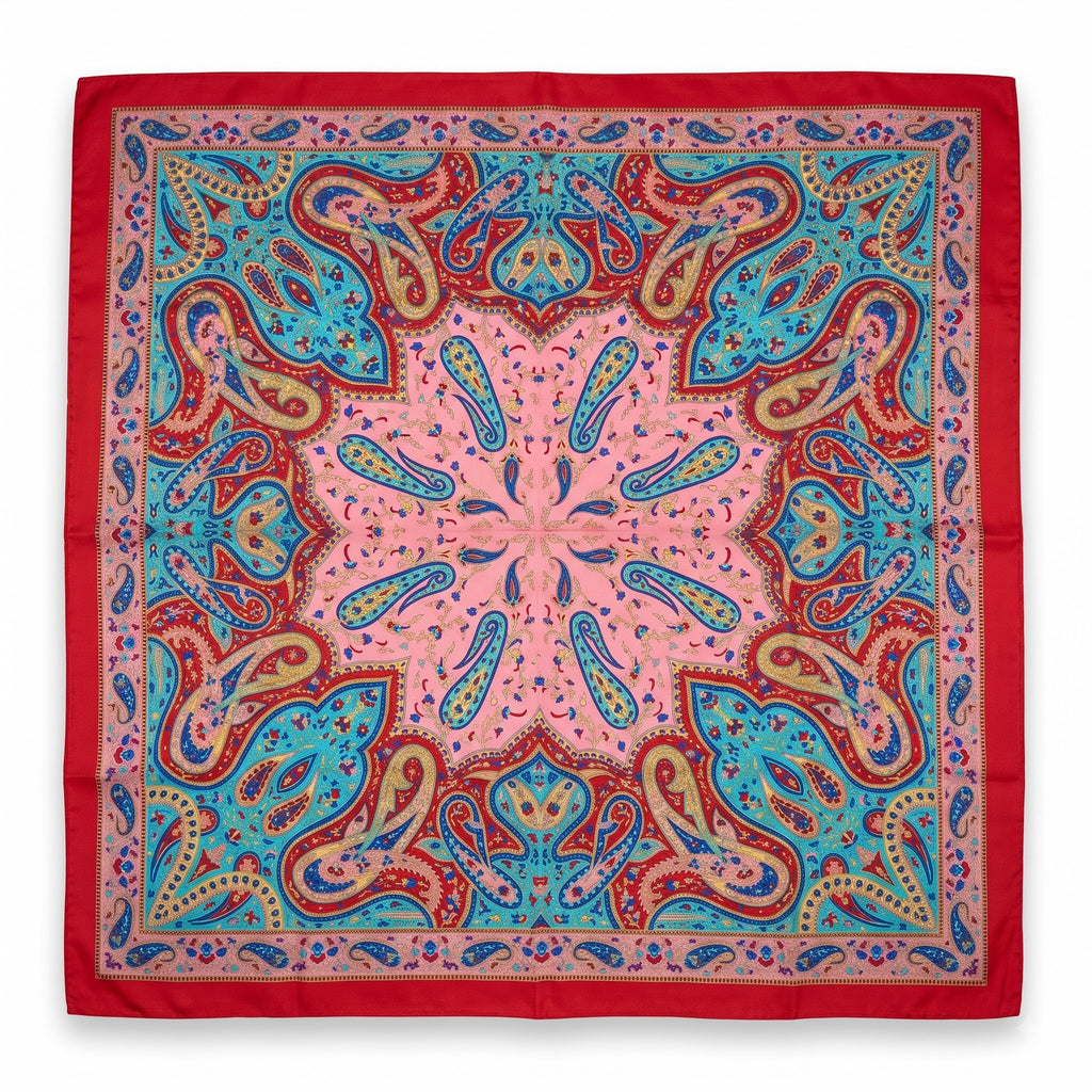 Silk Square Scarf: Vintage Paisley Print (100x100cm)