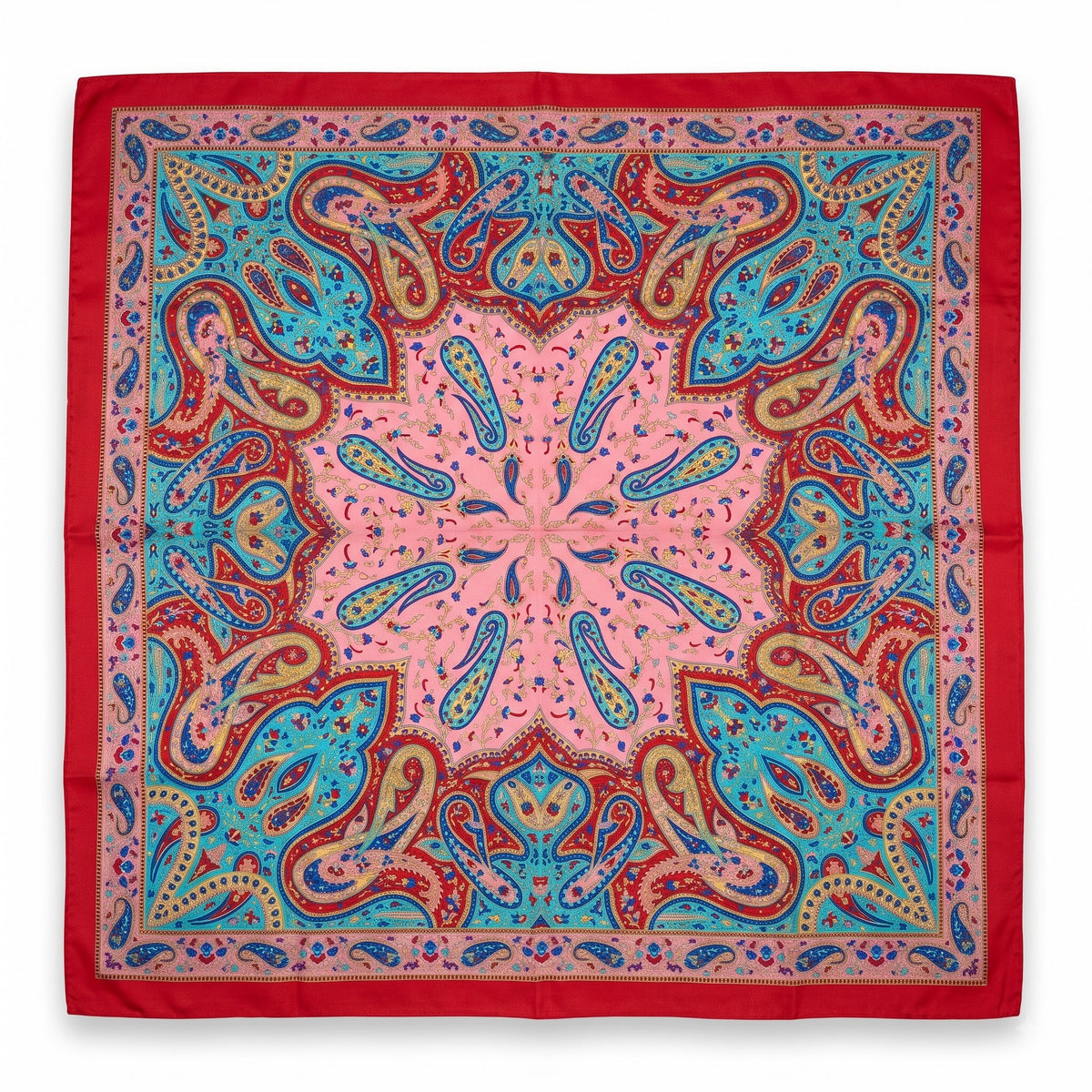 Silk Square Scarf: Vintage Paisley Print (100x100cm)