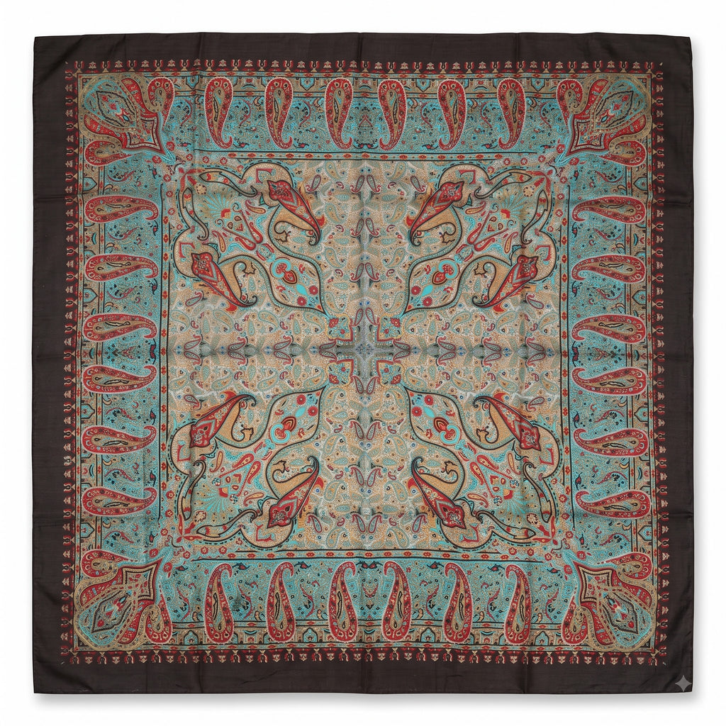 Silk Square Scarf: Vintage Paisley Print (100x100cm)