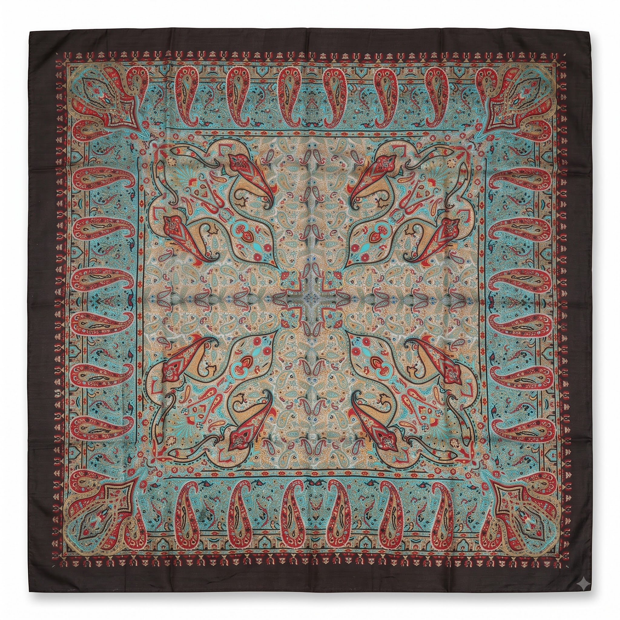 Silk Square Scarf: Vintage Paisley Print (100x100cm)