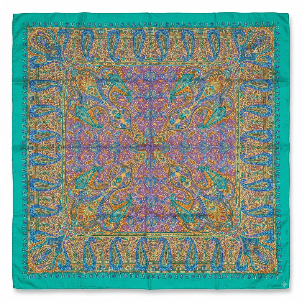 Silk Square Scarf: Vintage Paisley Print (100x100cm)