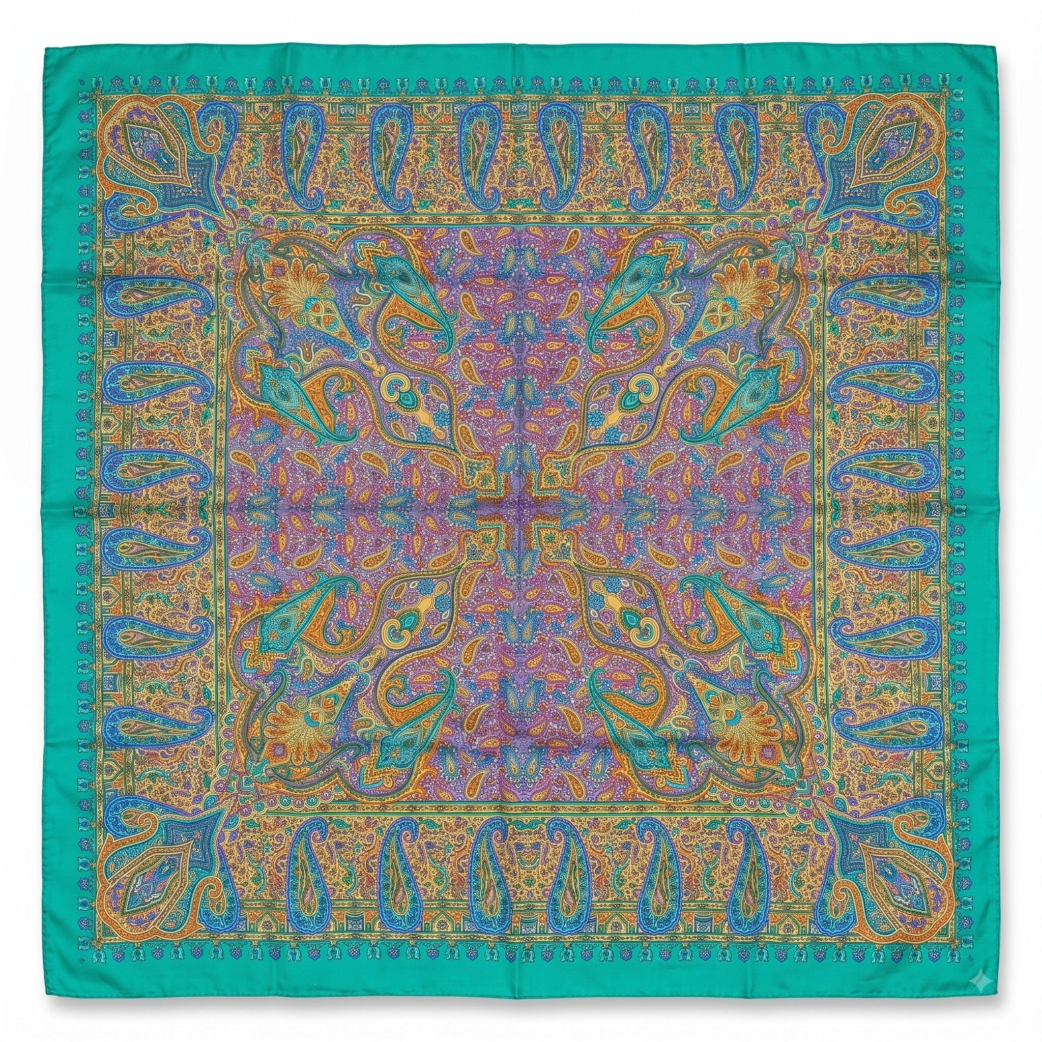 Silk Square Scarf: Vintage Paisley Print (100x100cm)
