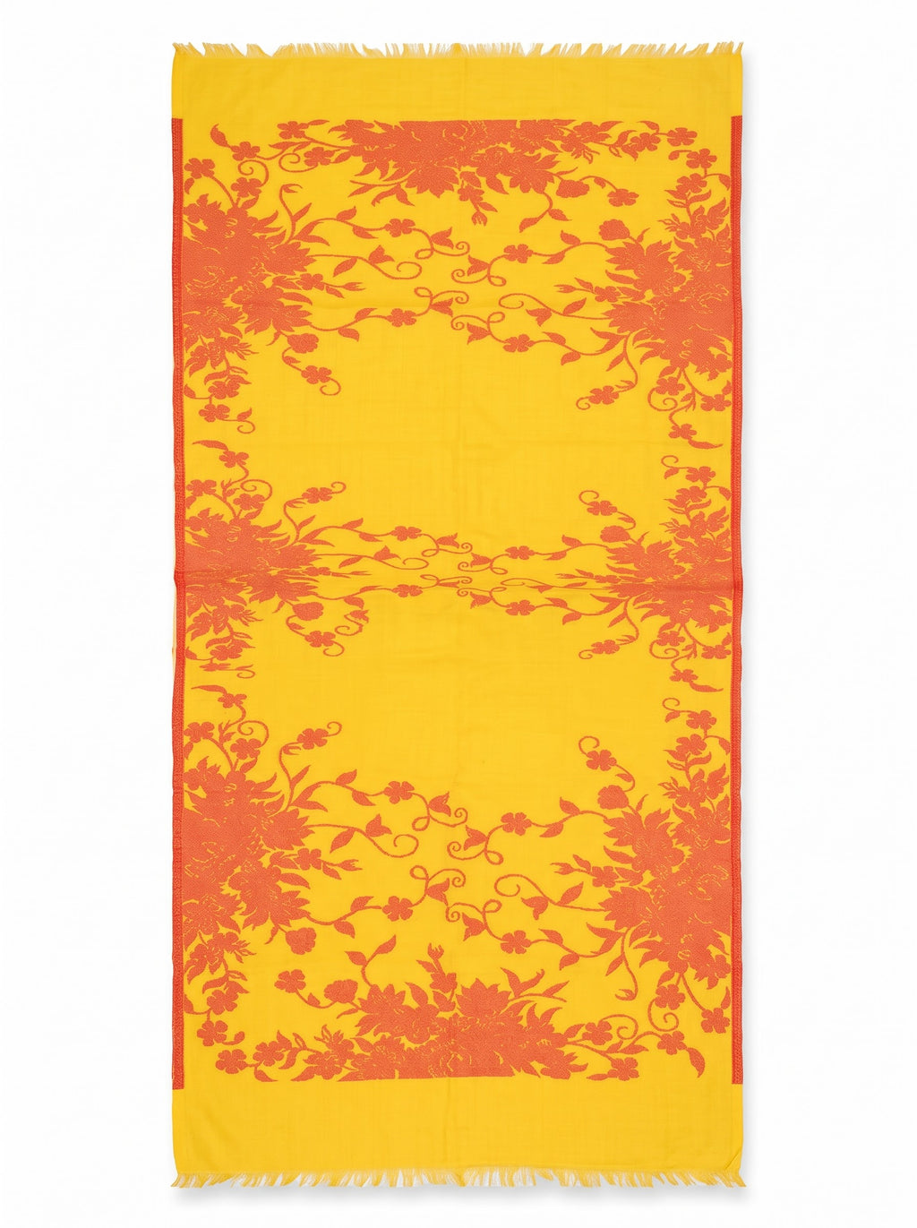 Cotton Jacquard Stole - Yellow