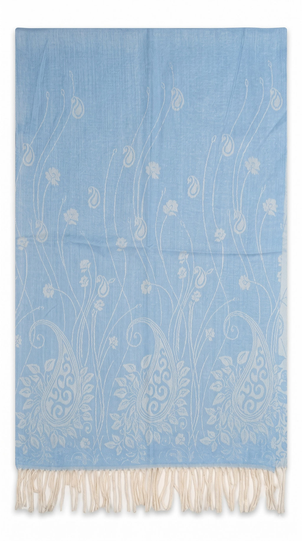 Floral Vine Paisley Woven Polyester Stole with Tassels